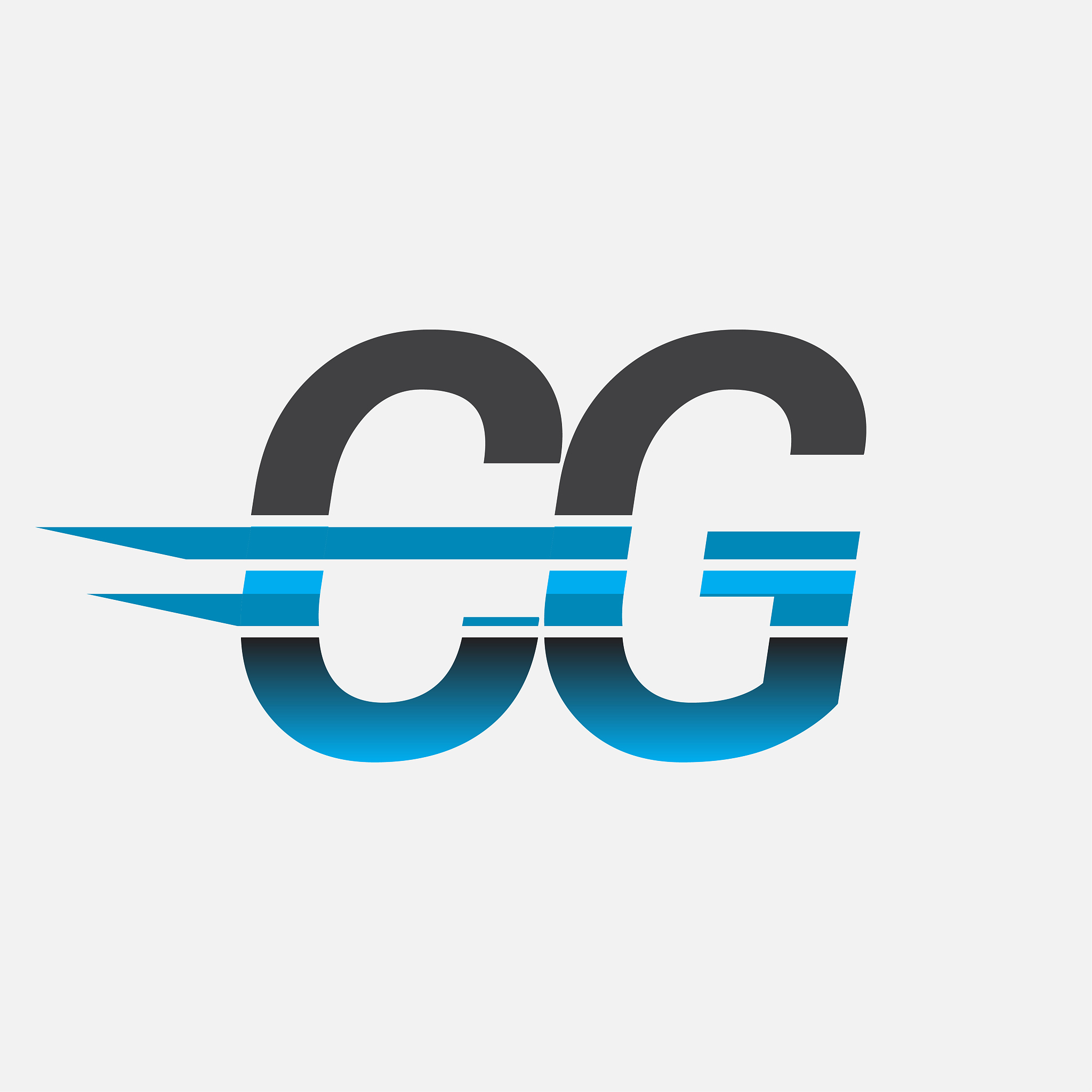initial logotype company name colored black and blue.