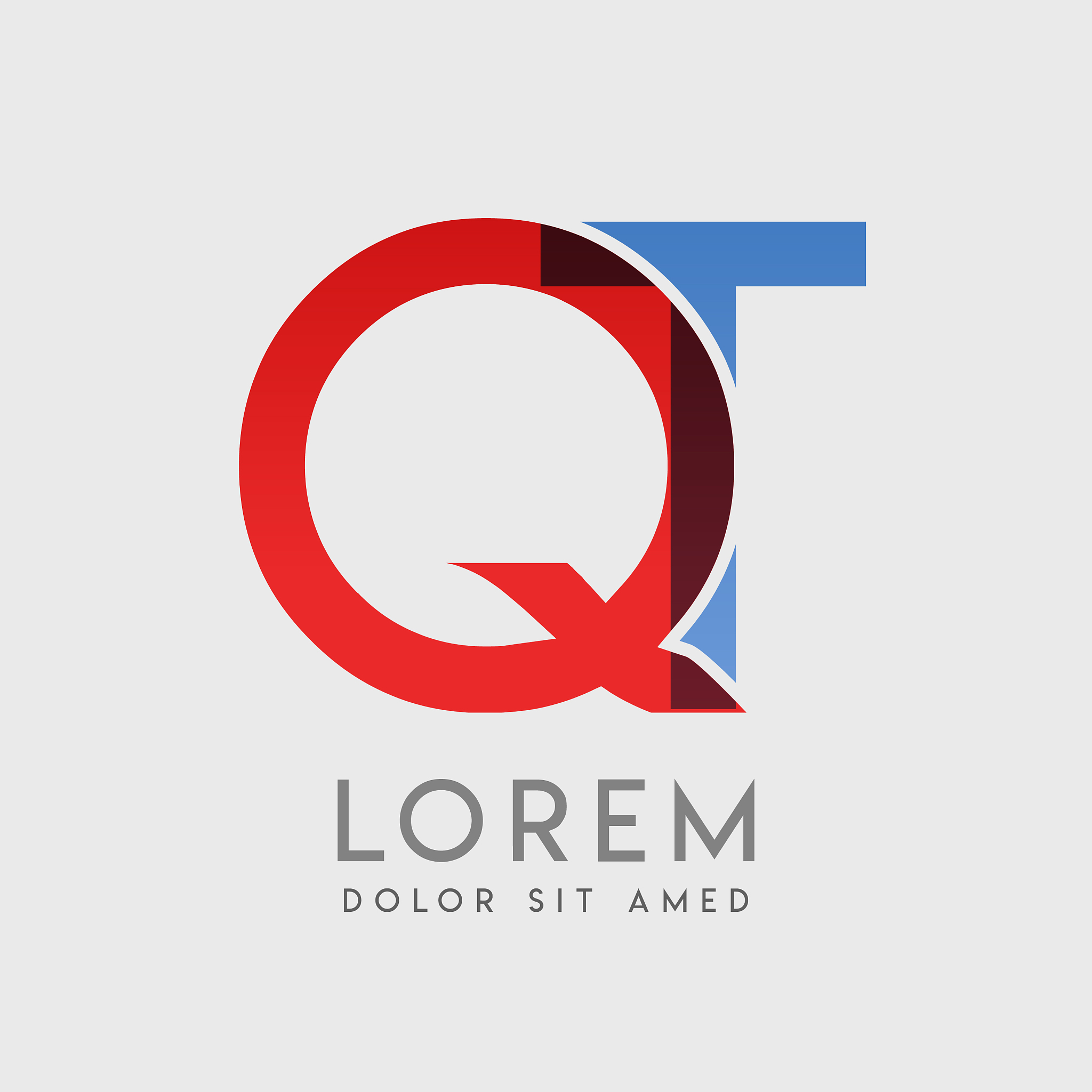 qt logo letters with blue and red gradation
