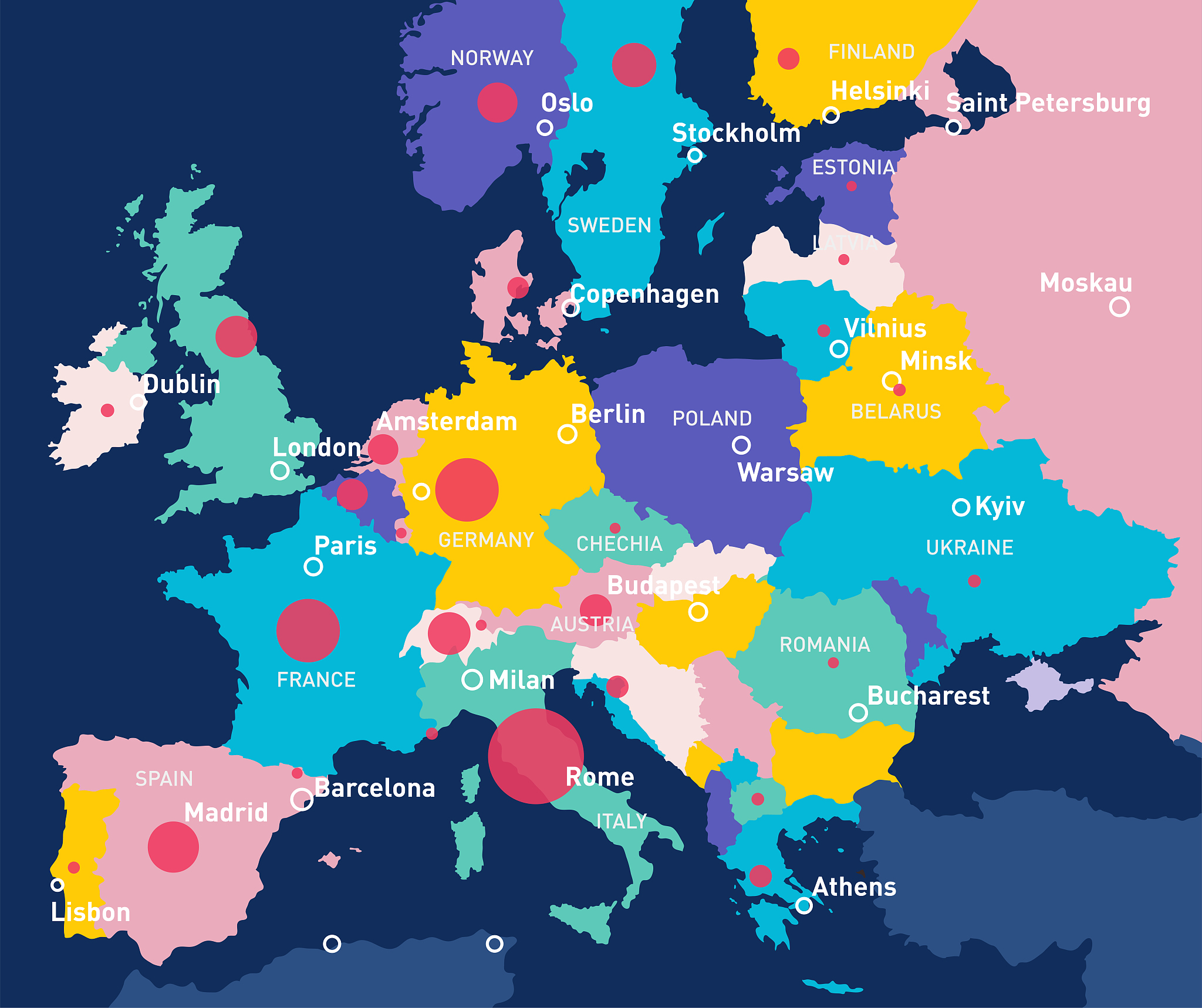 coronavirus in europe, vector map
