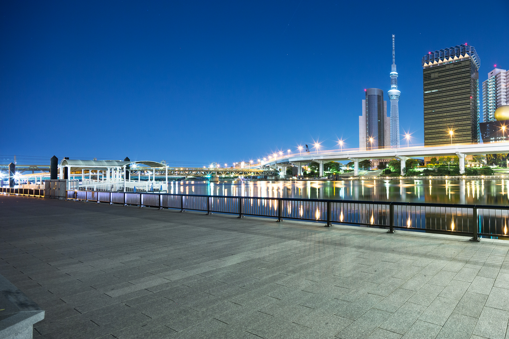 empty floor with cityscape of tokyo at night