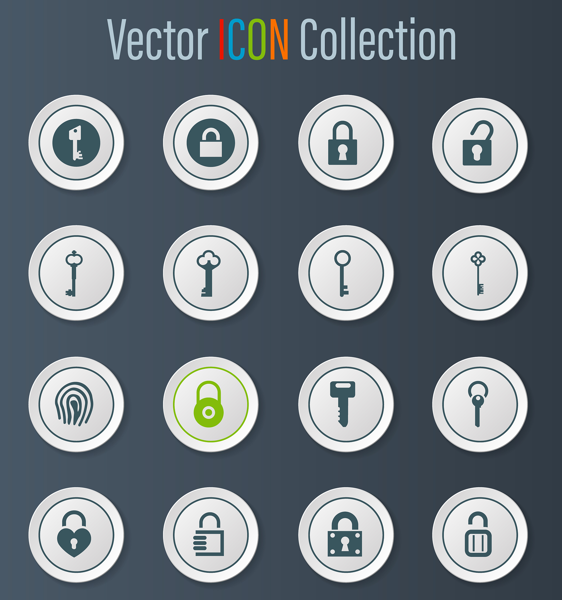 lock and key icons set