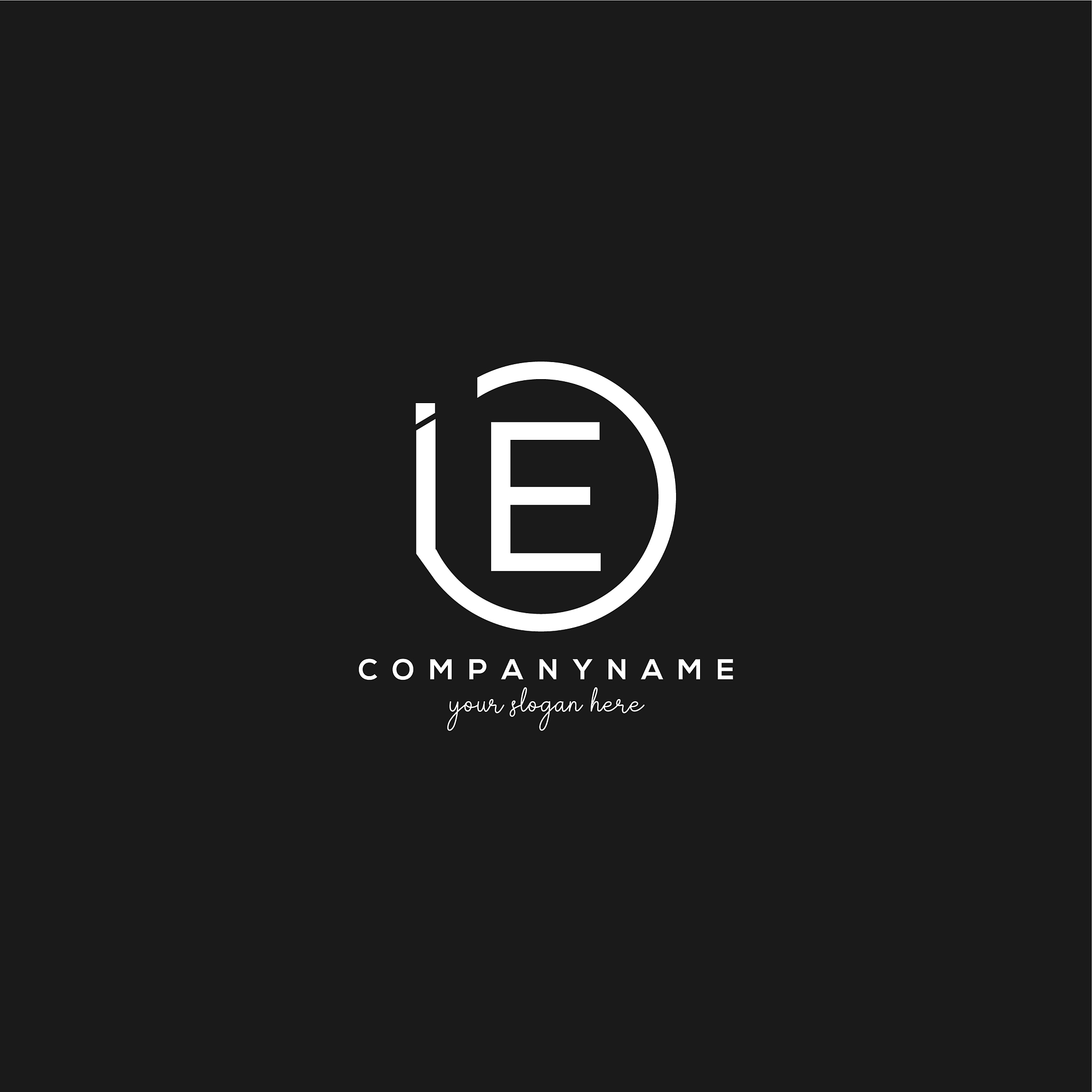 initial ie letter logo with circle template