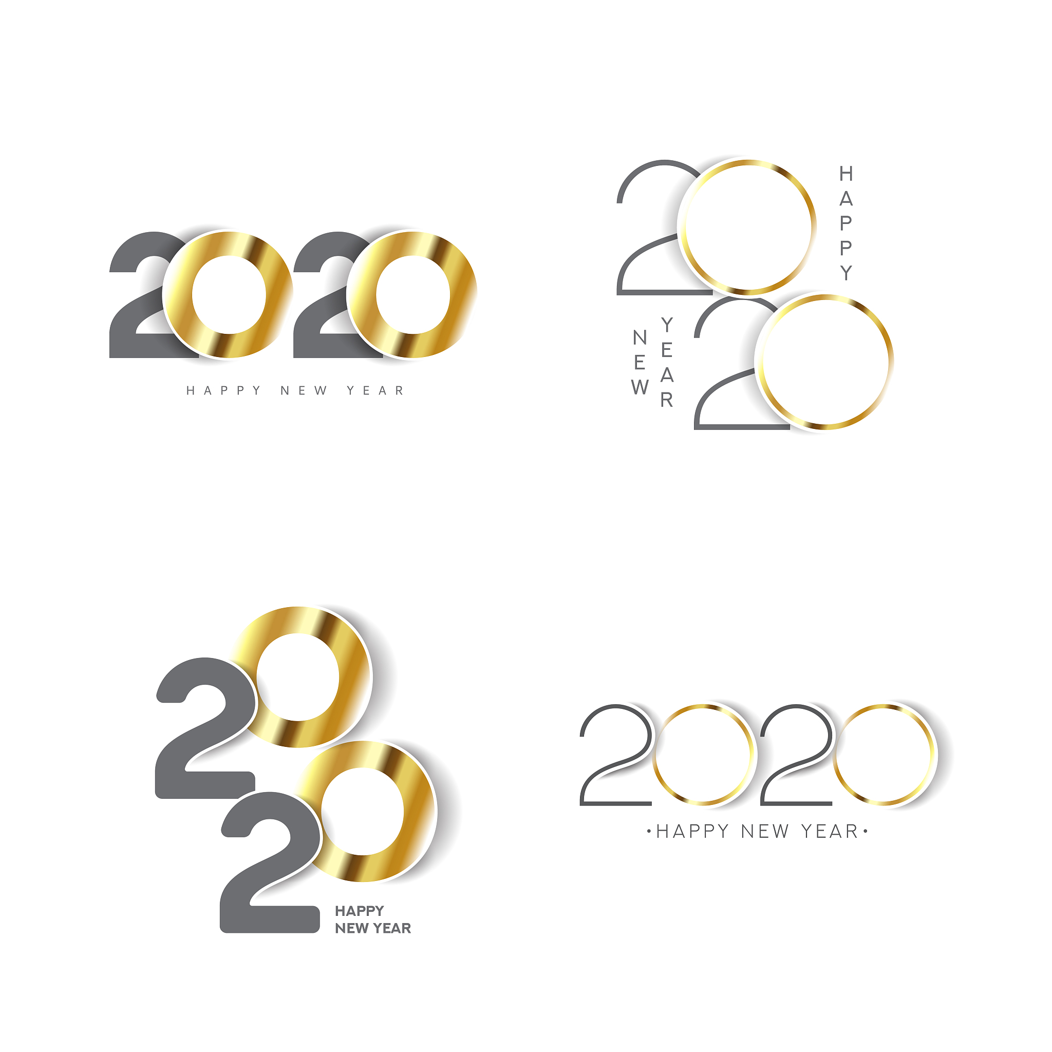 set of 2020 happy new year signs