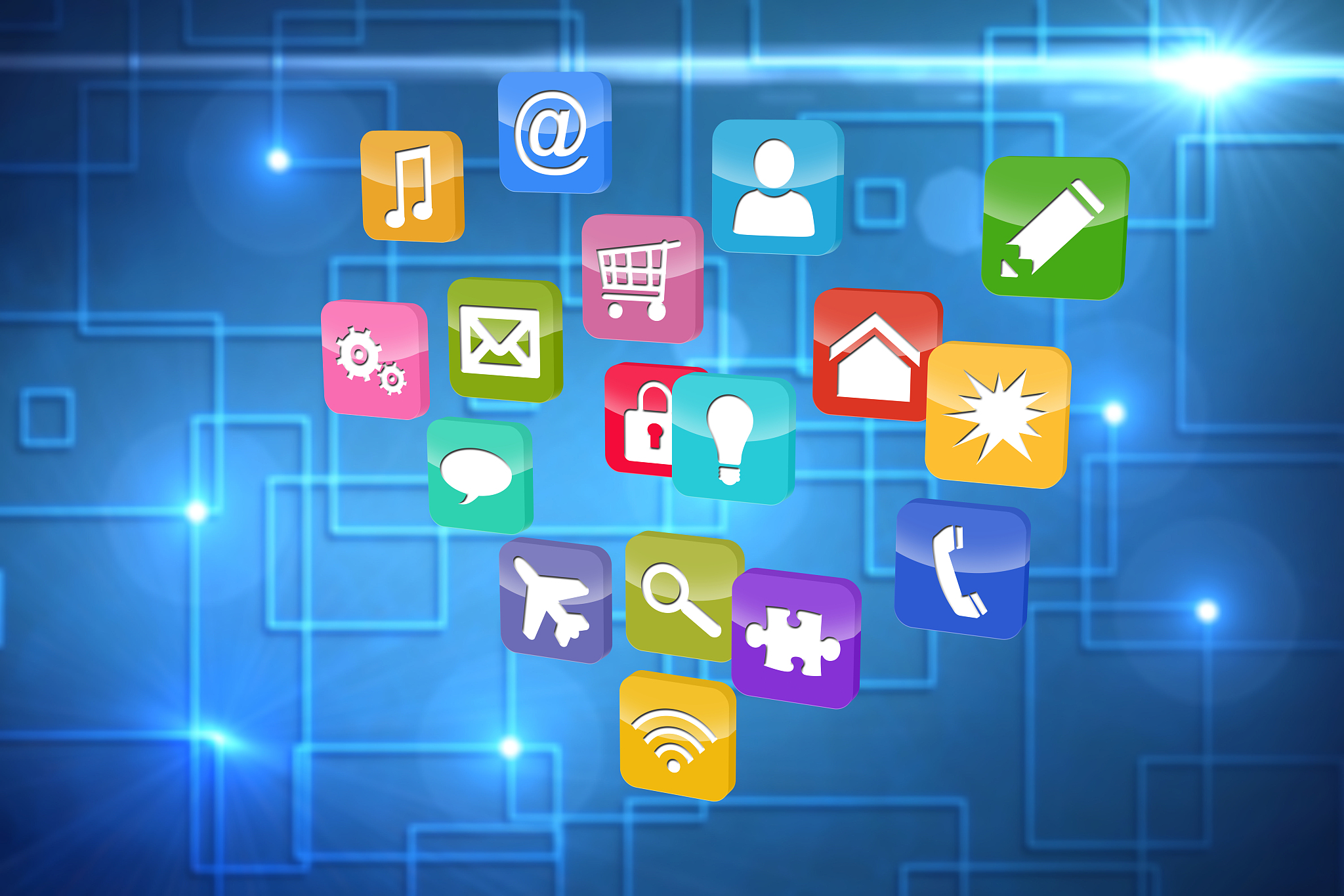 composite image of colourful computer applications