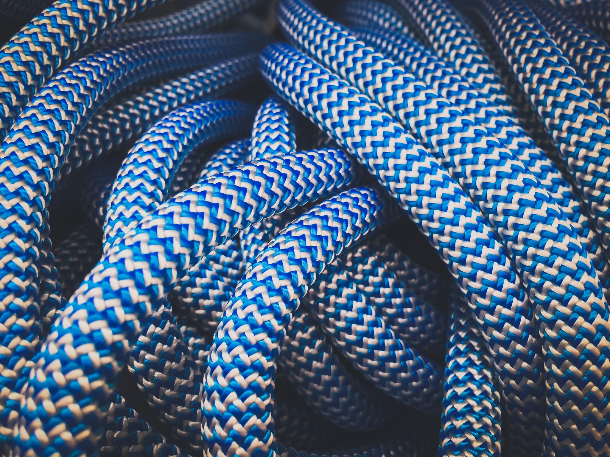 abstract blue nylon rope