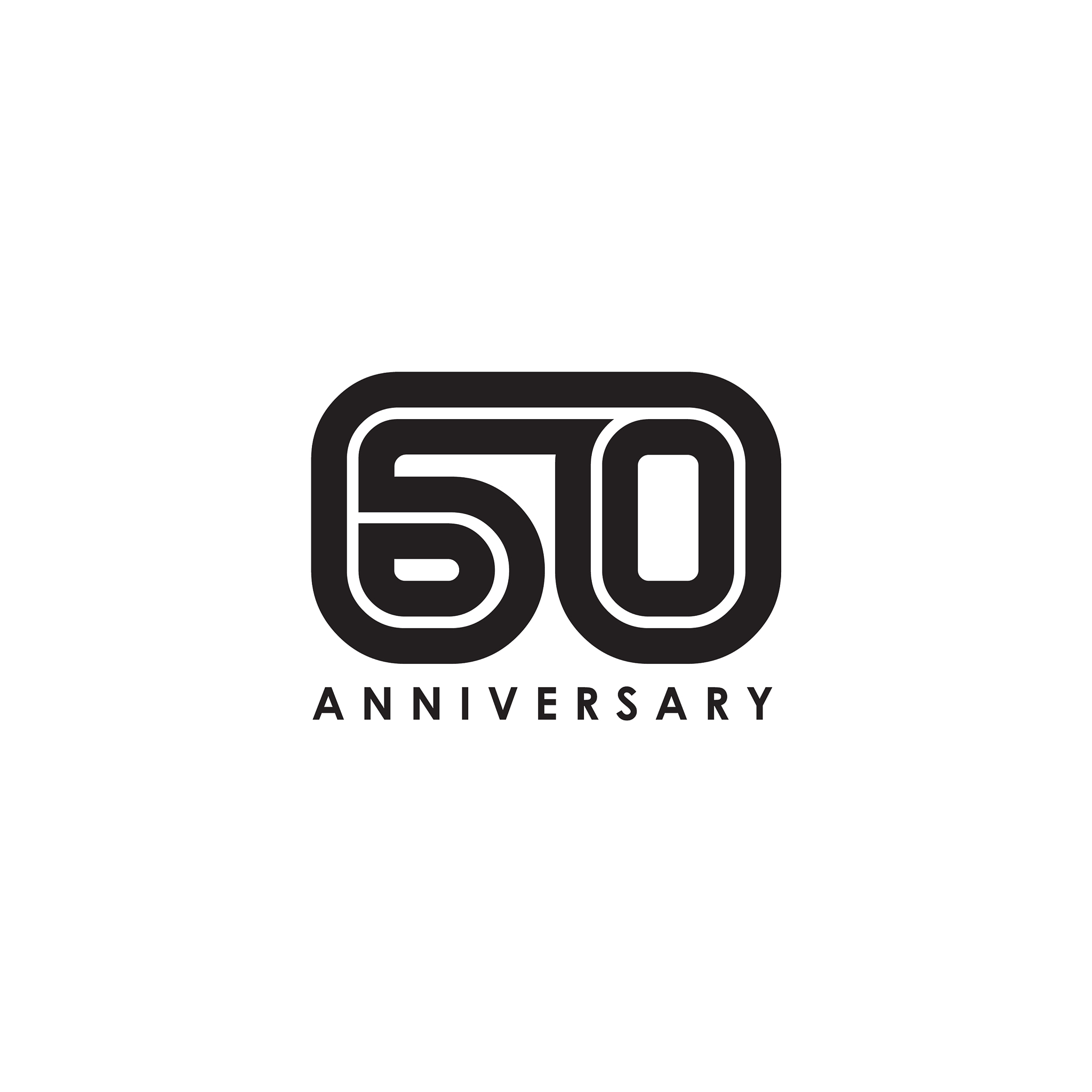 60th year anniversary emblem logo design template