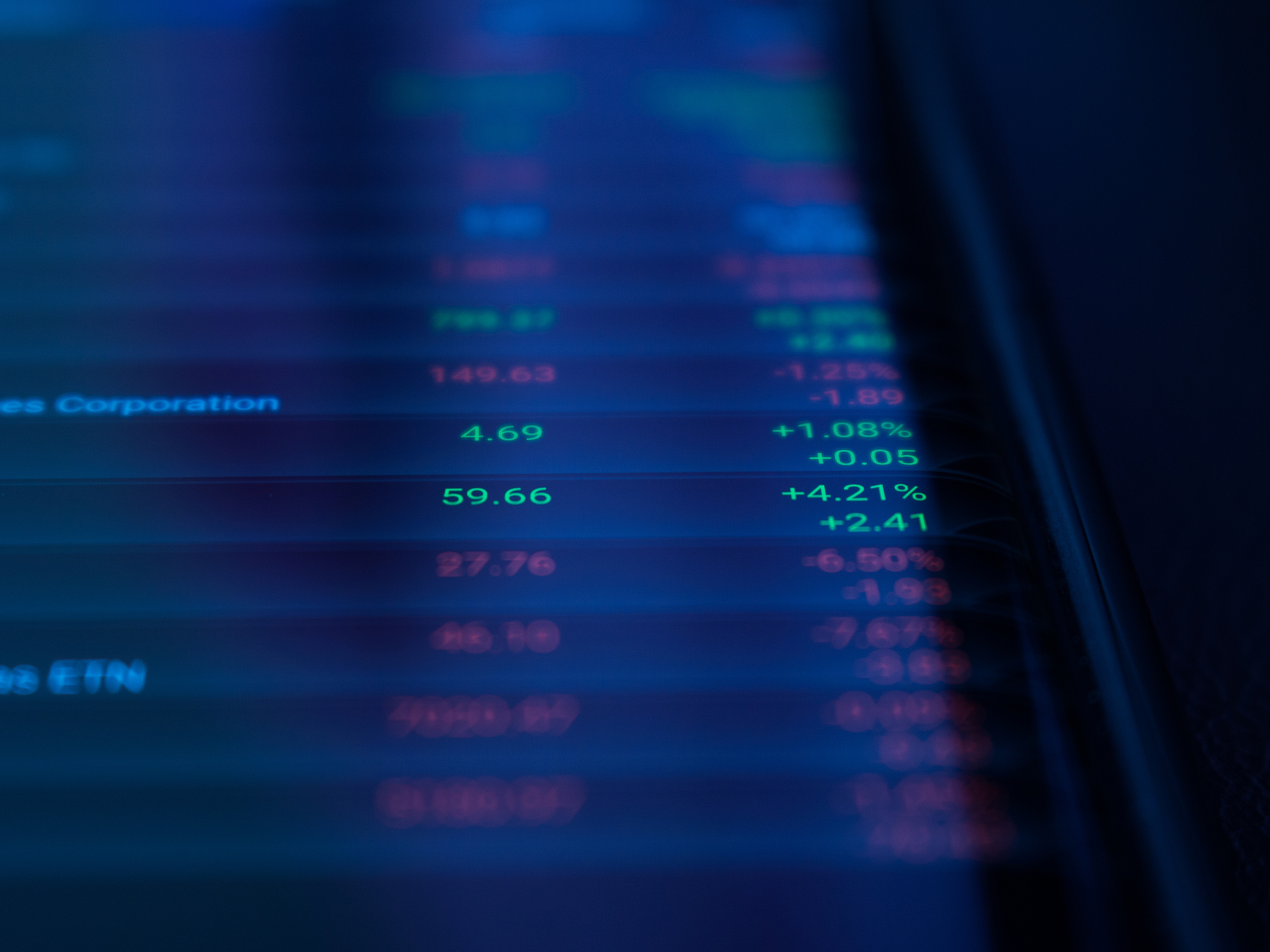 financial data on a monitor