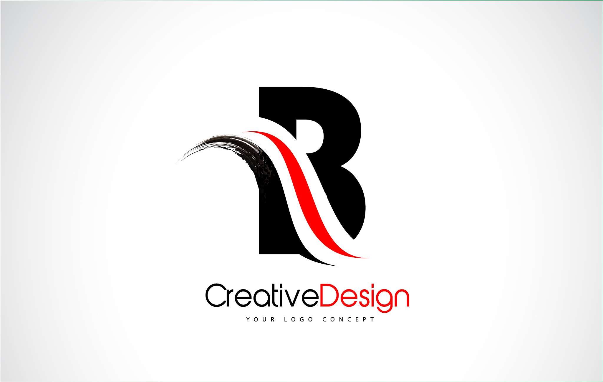 red and black b letter design brush paint stroke