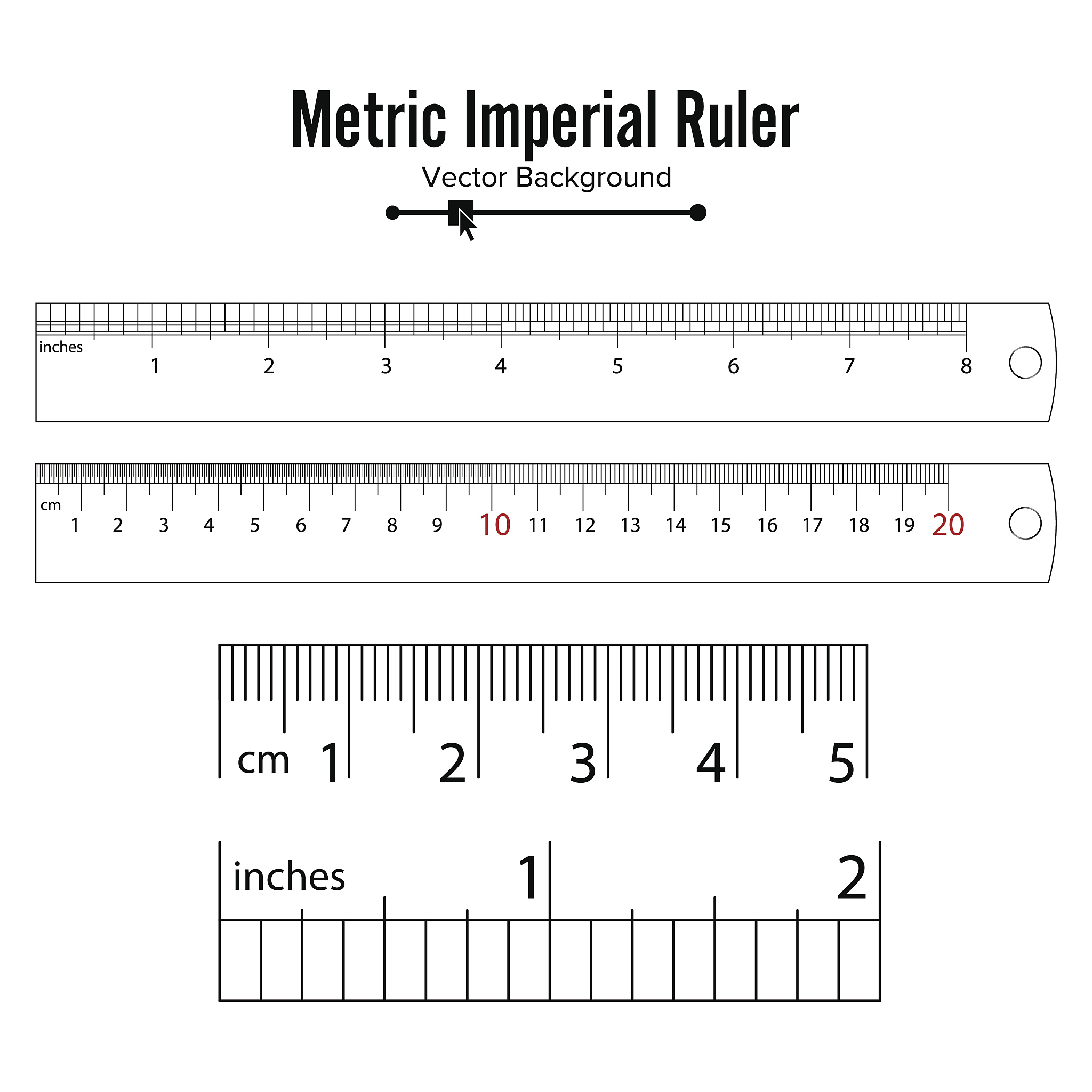 metric imperial rulers vector. centimeter and inch. measure tool