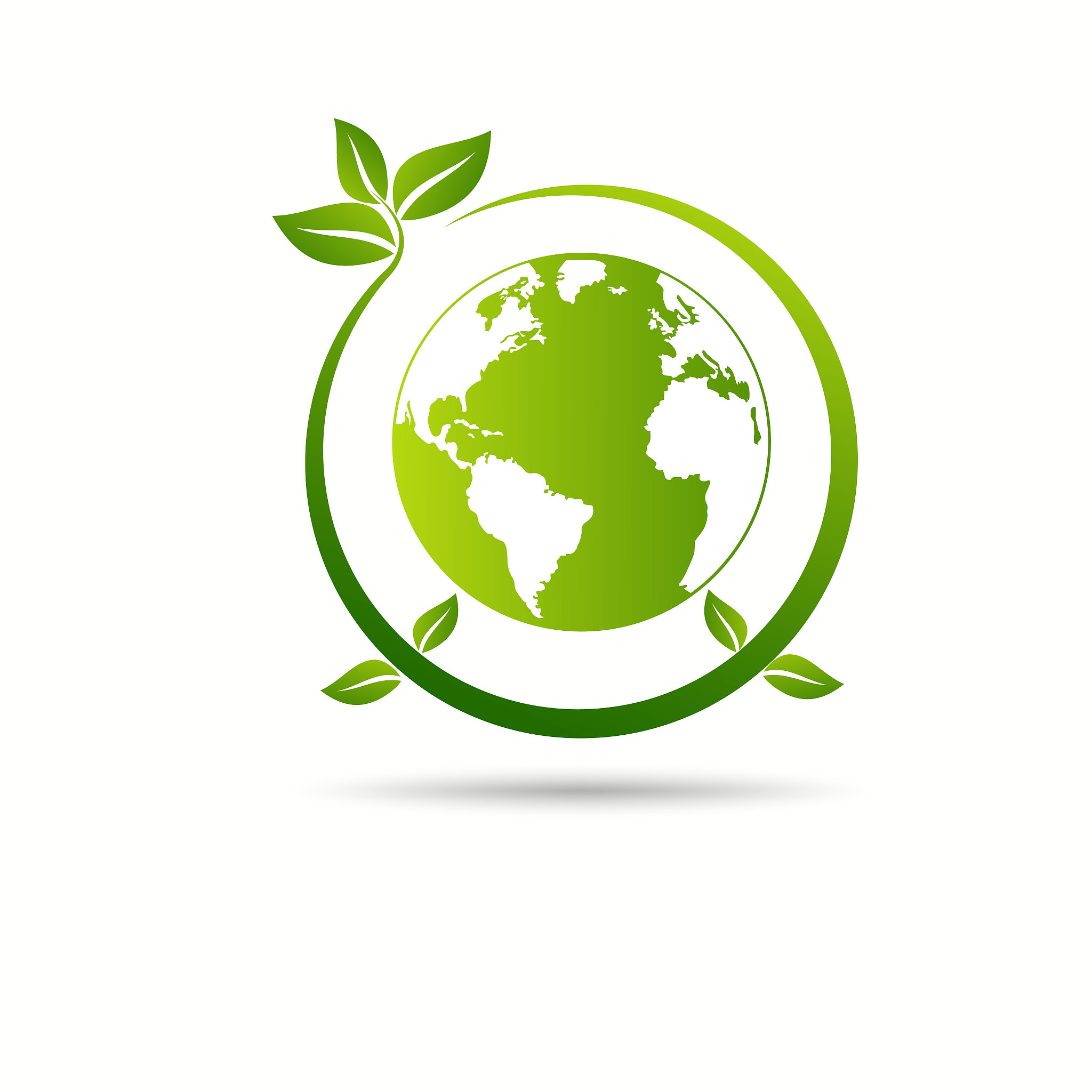 green earth ,green leaf paper art. ecology concept. white backgr