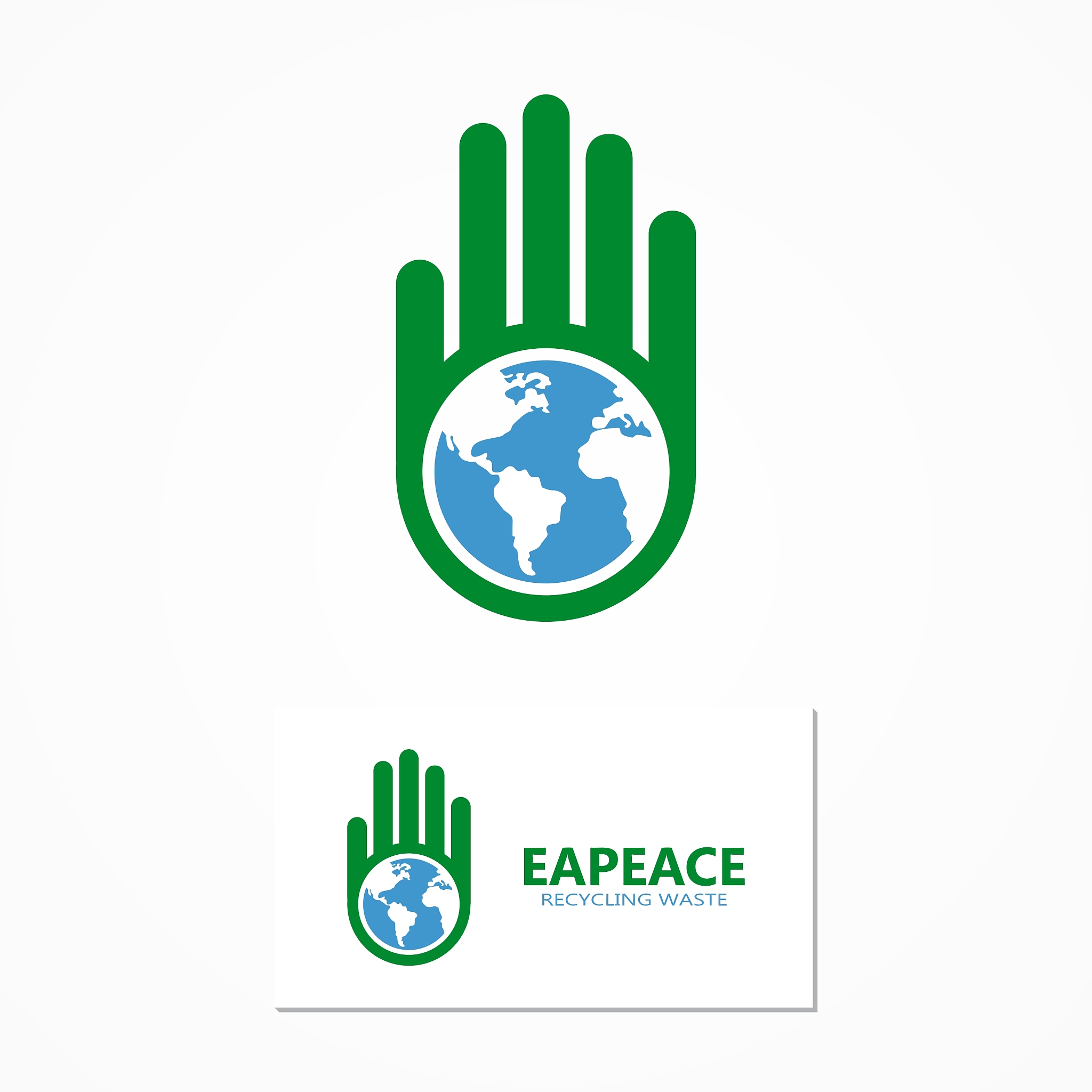 logo combination of a hand and earth