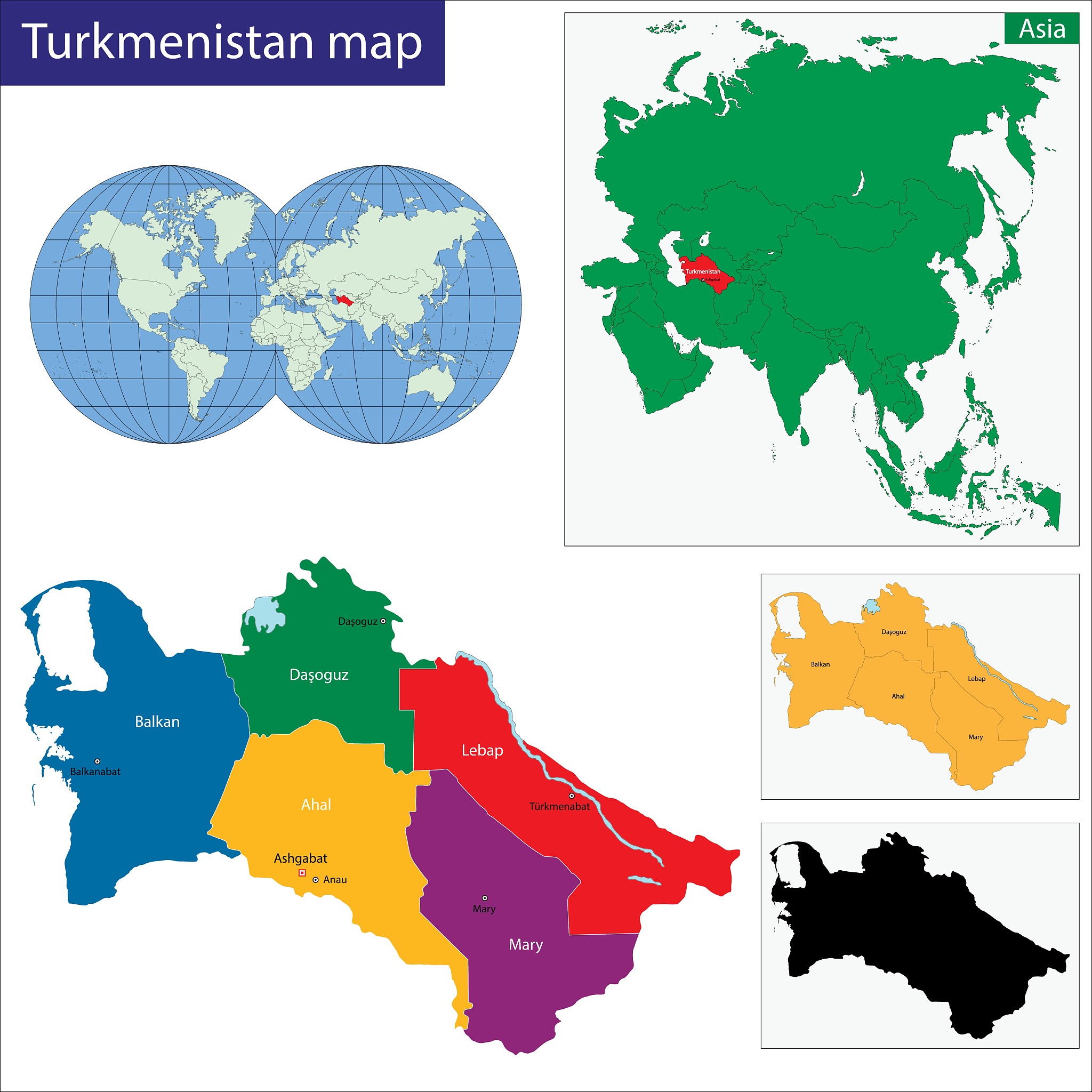 turkmenistan map