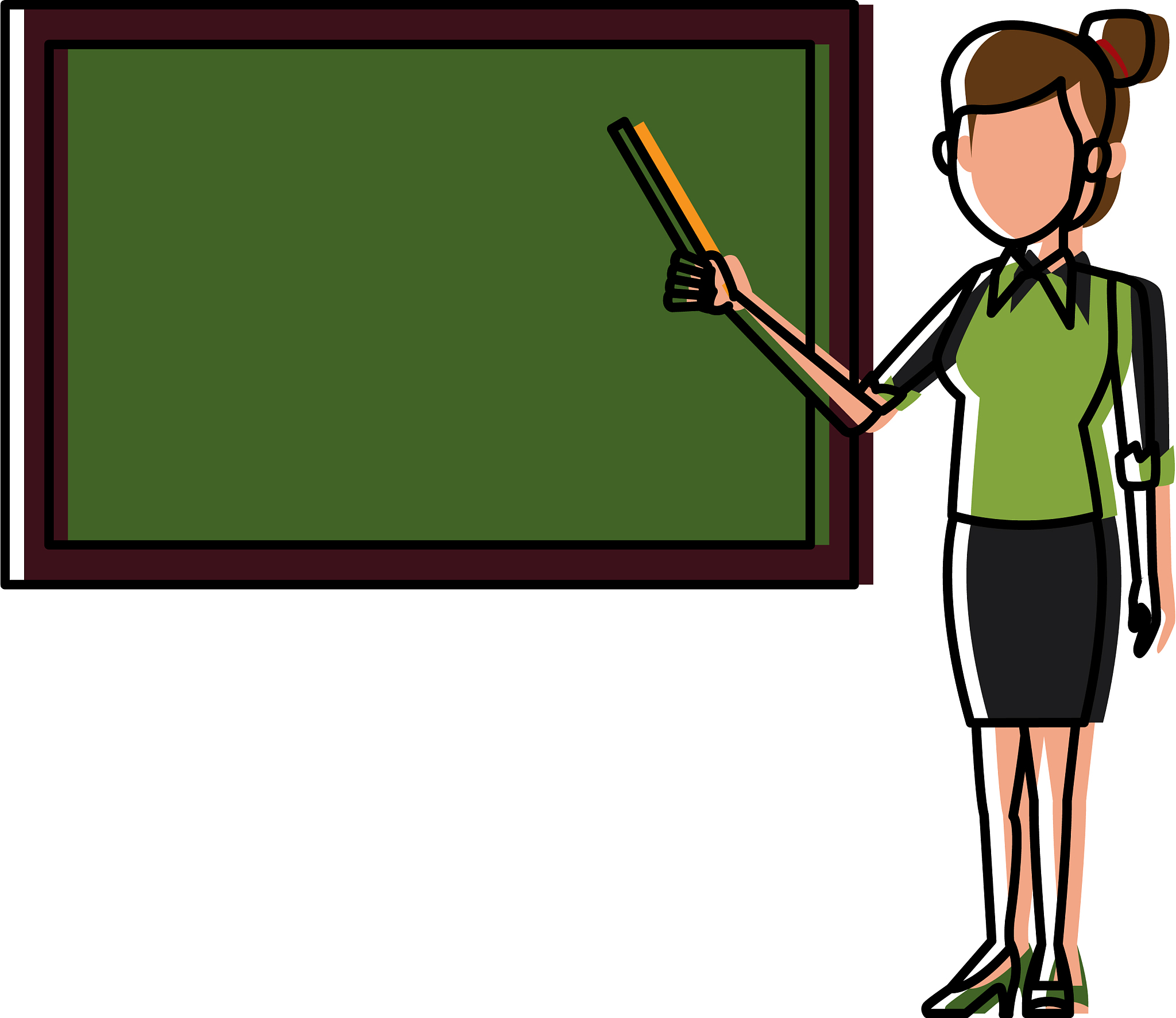 teacher with blackboard