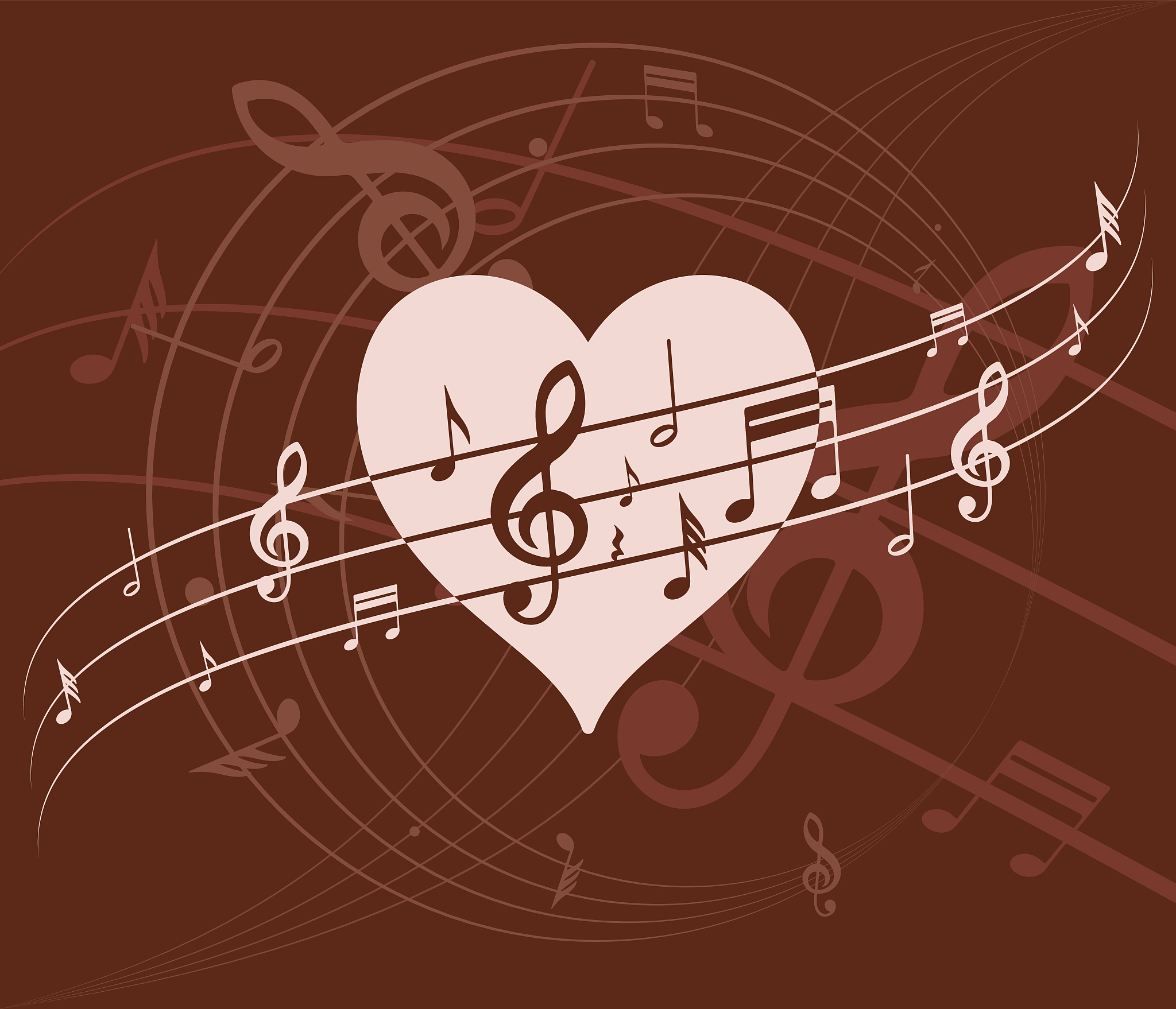 background with heart and music
