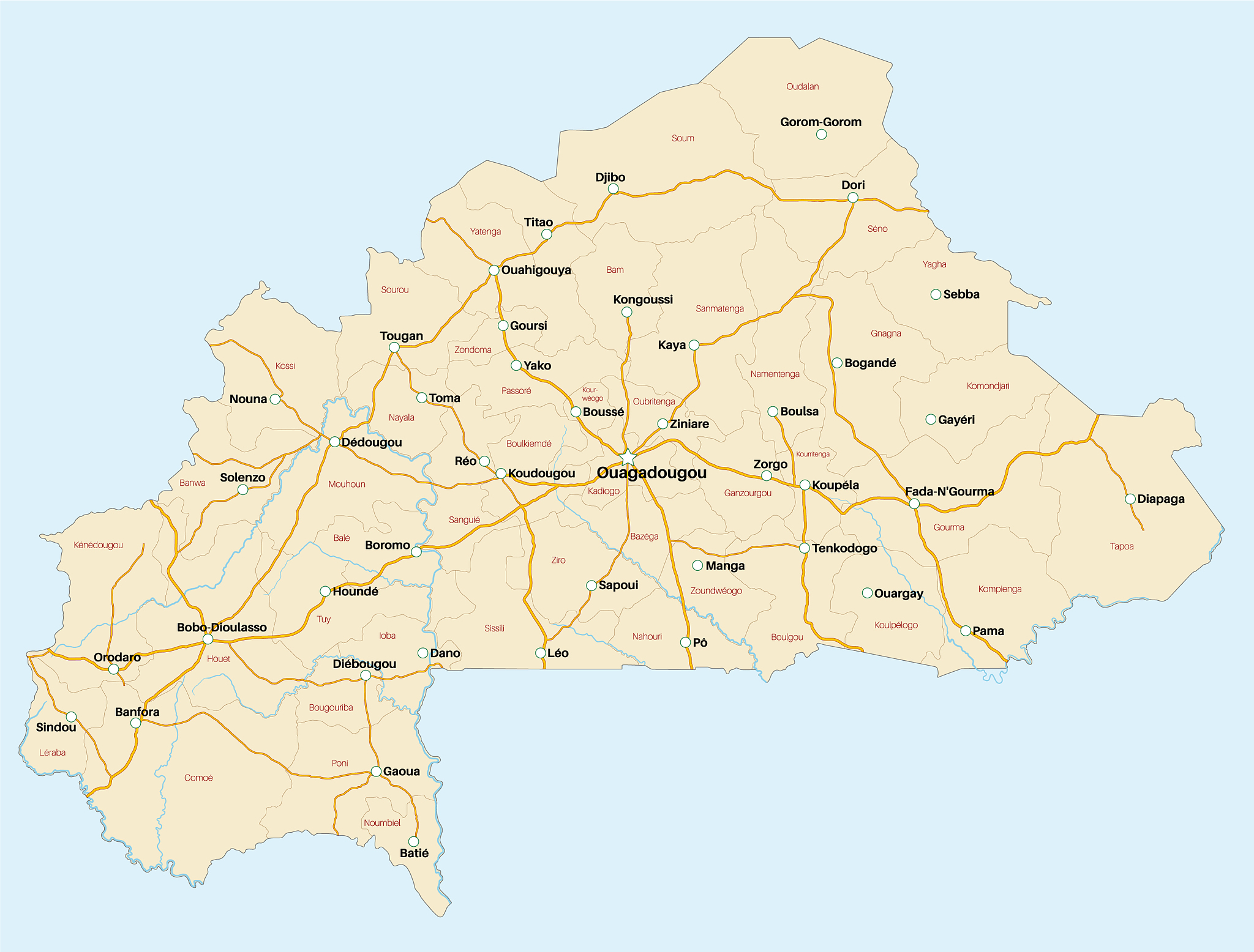 map of burkina faso