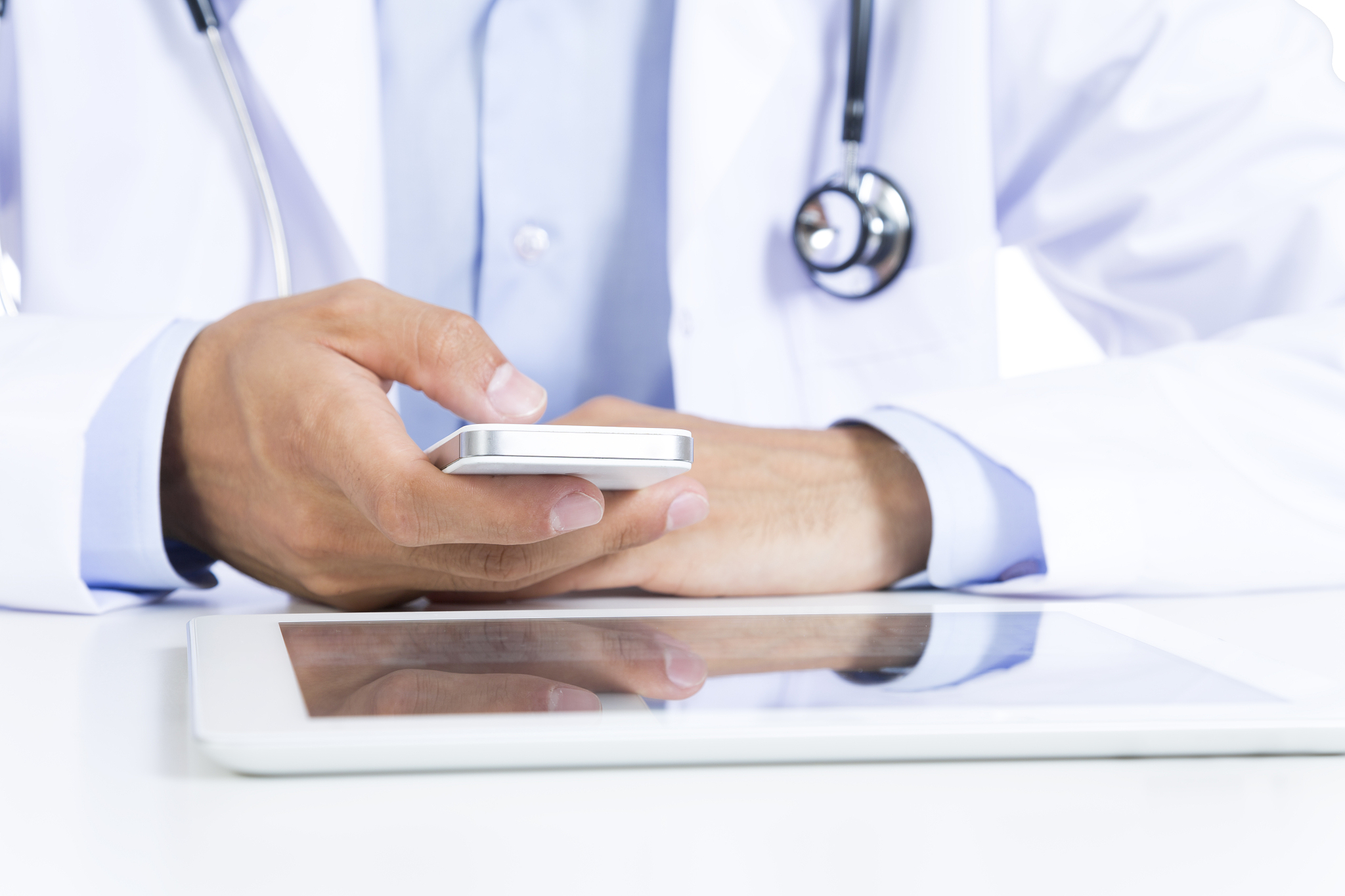 doctor using smartphone