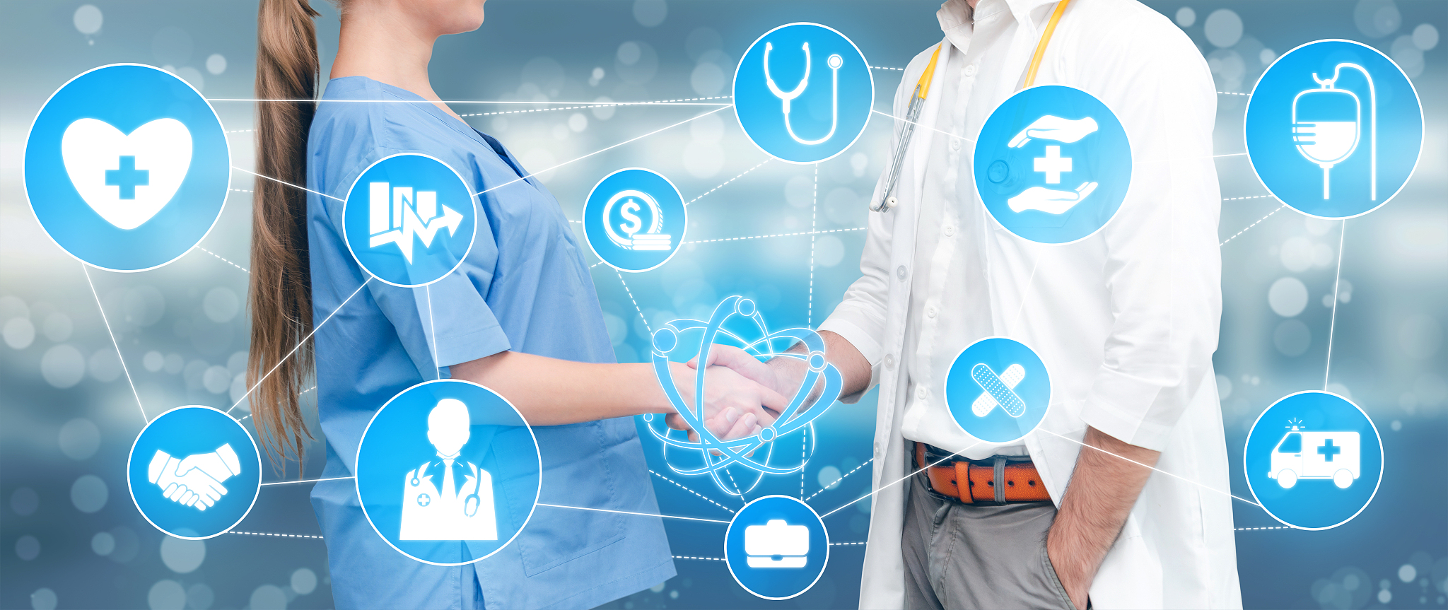 medical healthcare concept - doctor in hospital with digital med