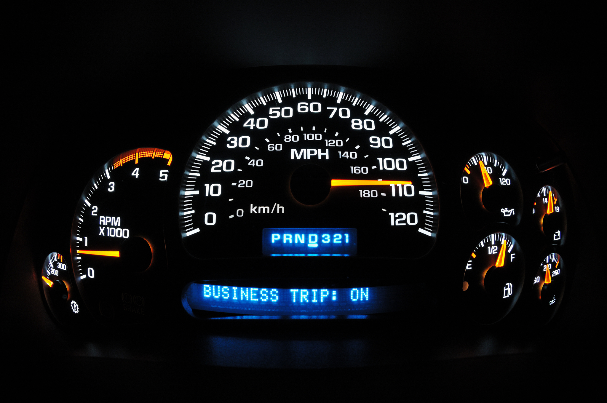 high speed business trip illumited instrument panel