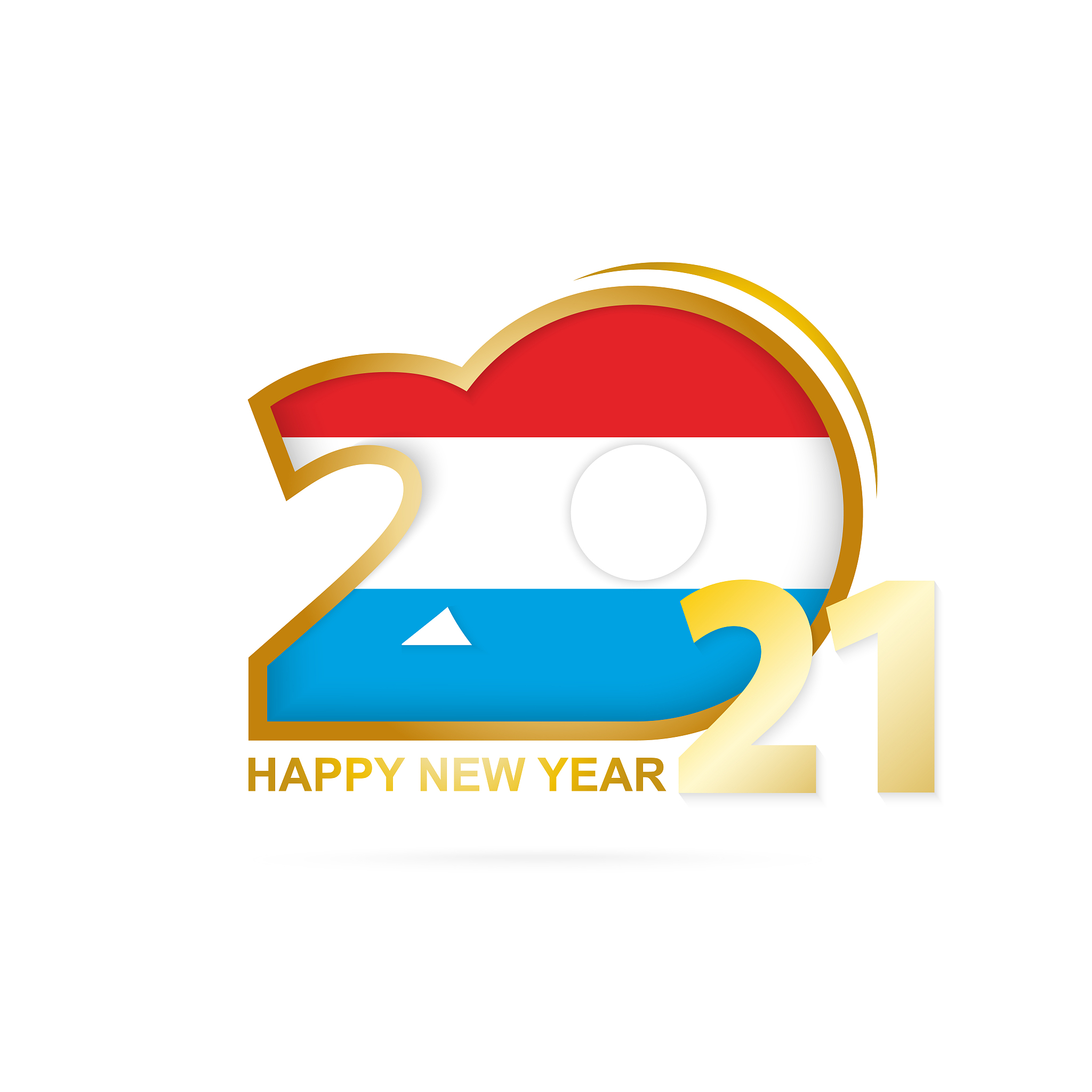 year 2021 with luxembourg flag pattern. happy new year design.