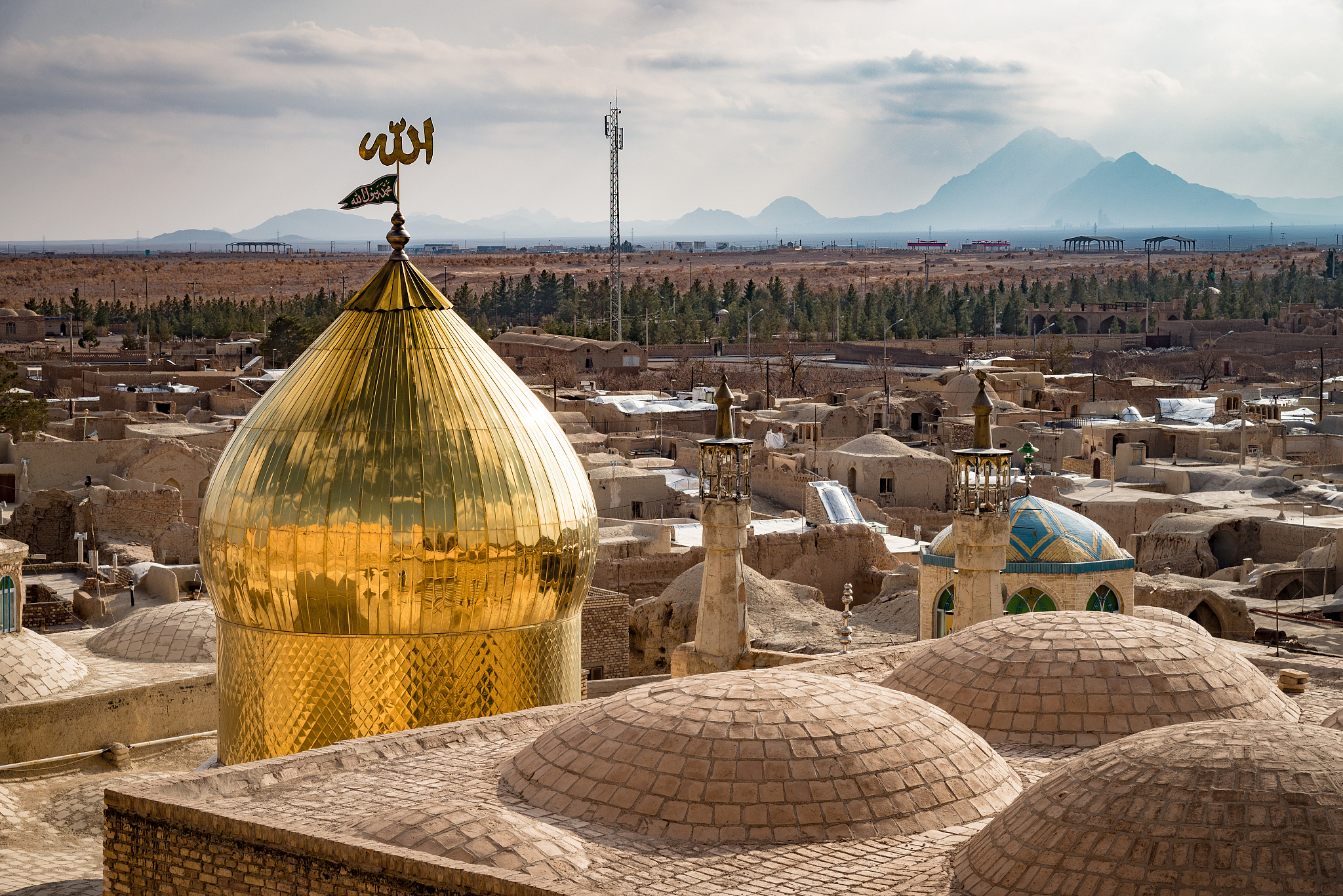 golden dome of the mosque of mohhamadieh near na'in, central ira