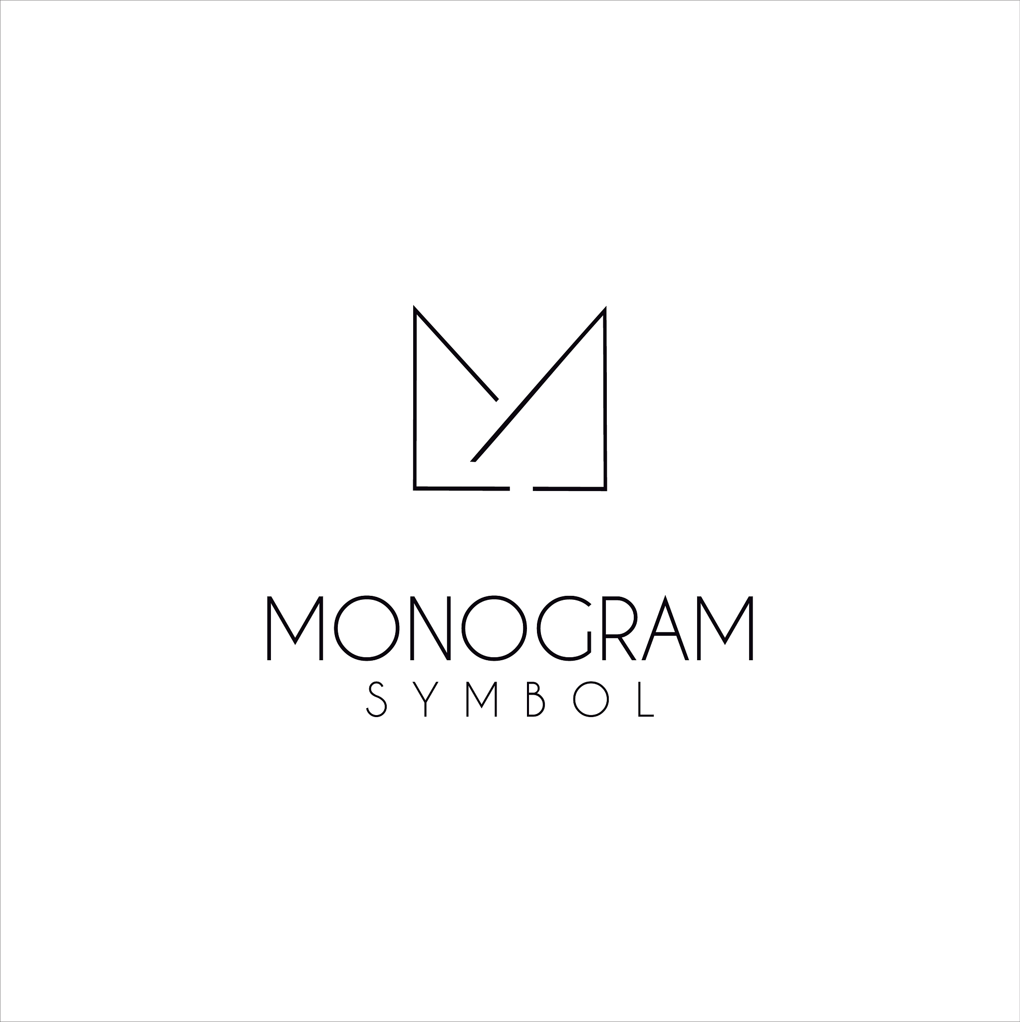 m monogram letter logo with thin black monogram