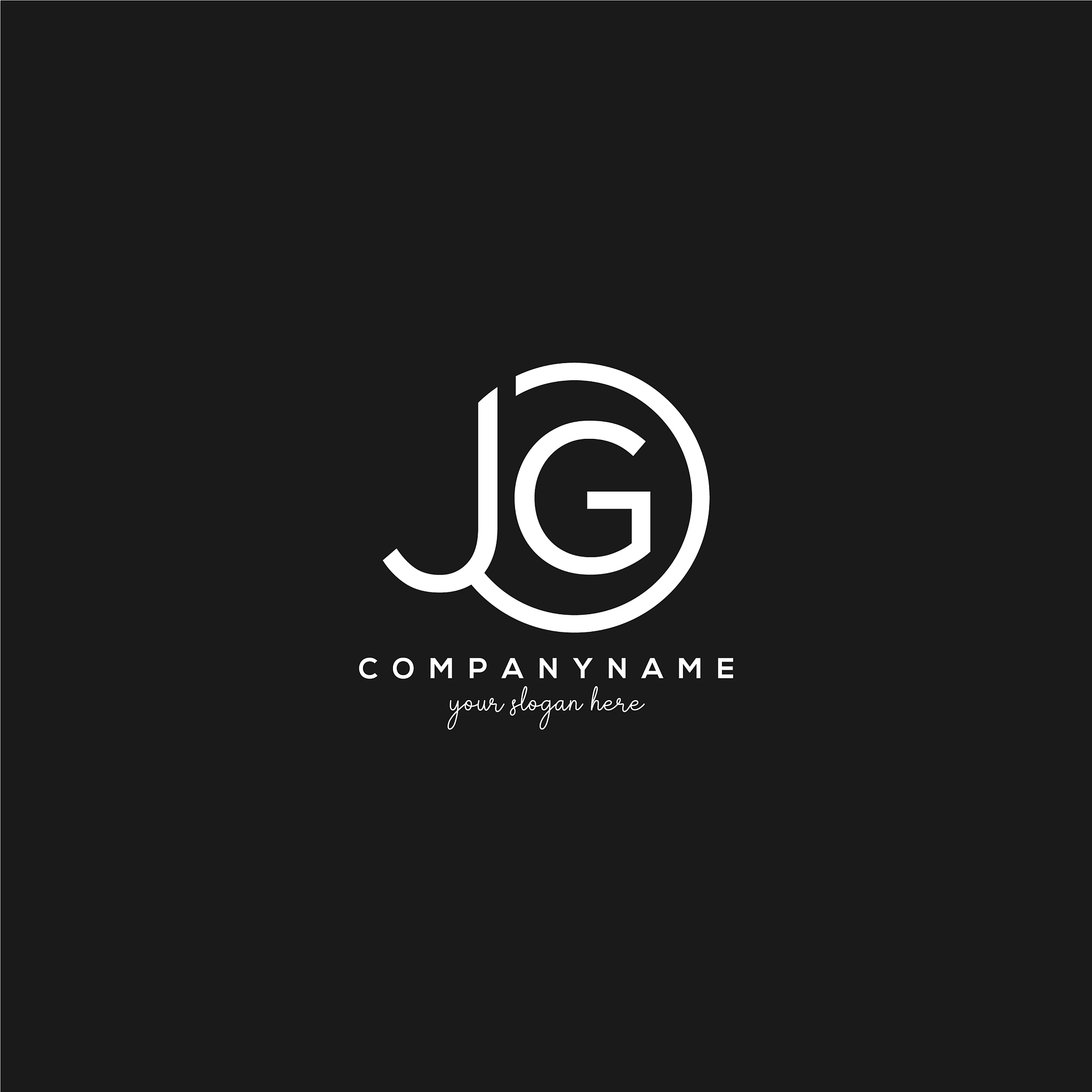 initial jg letter logo with circle template