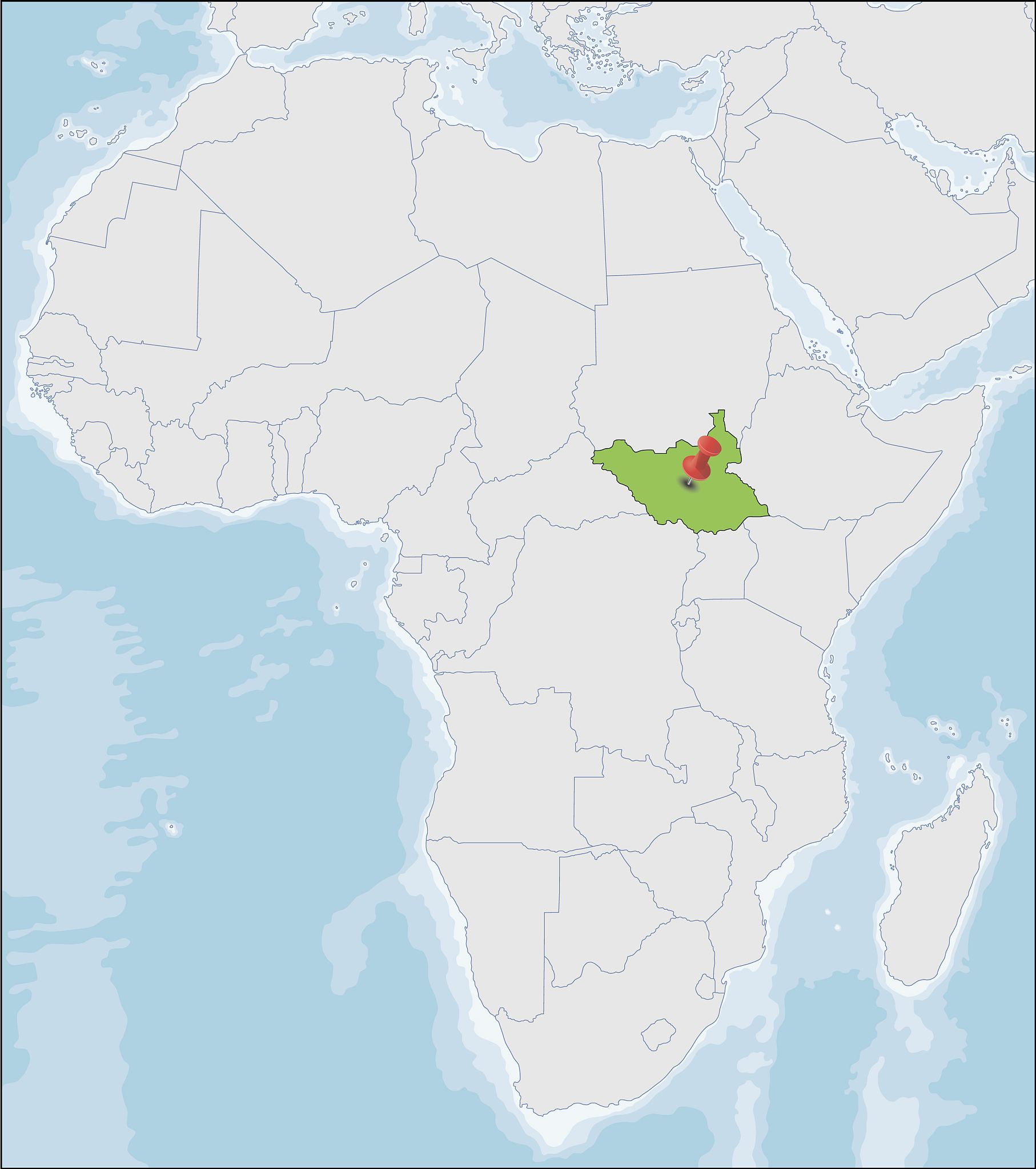 republic south sudan location on africa map