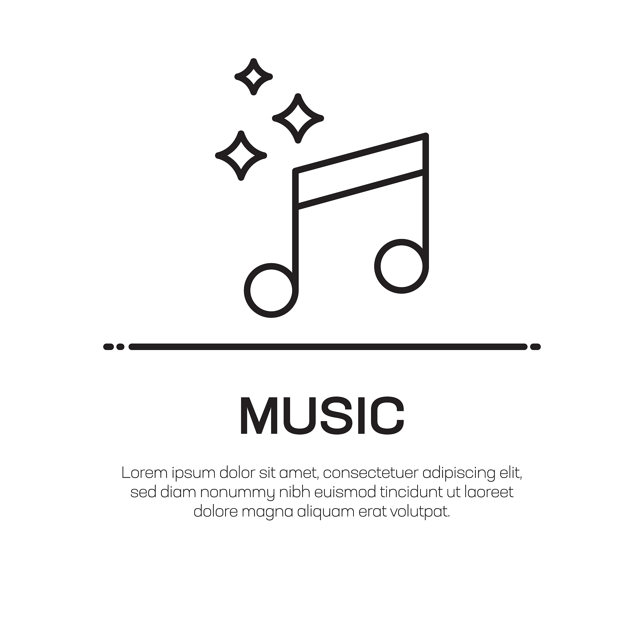 music vector line icon - simple thin line icon, premium quality 