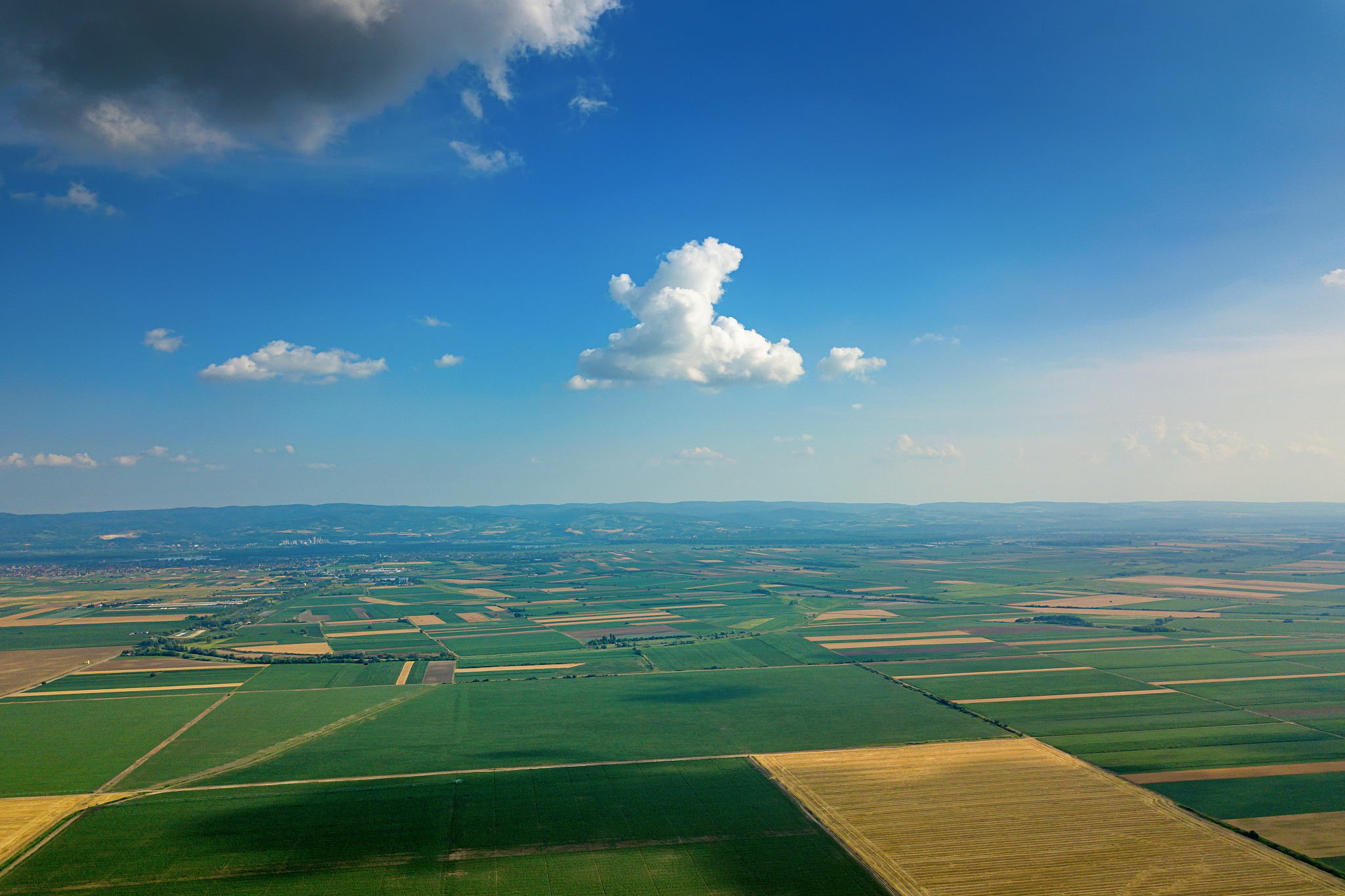 aerial view of agricultural fields. countryside, agricultural la