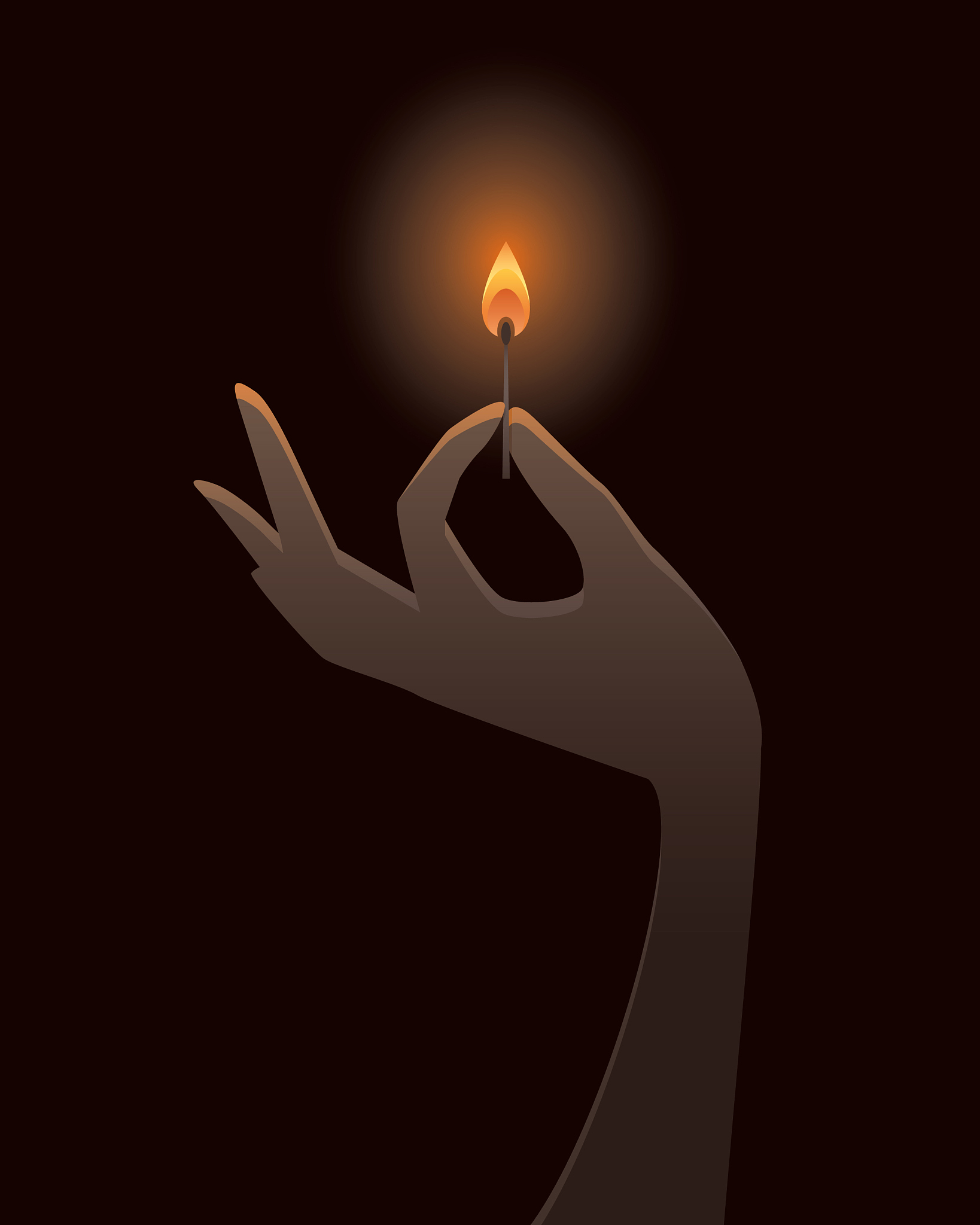 hand holding a burning match