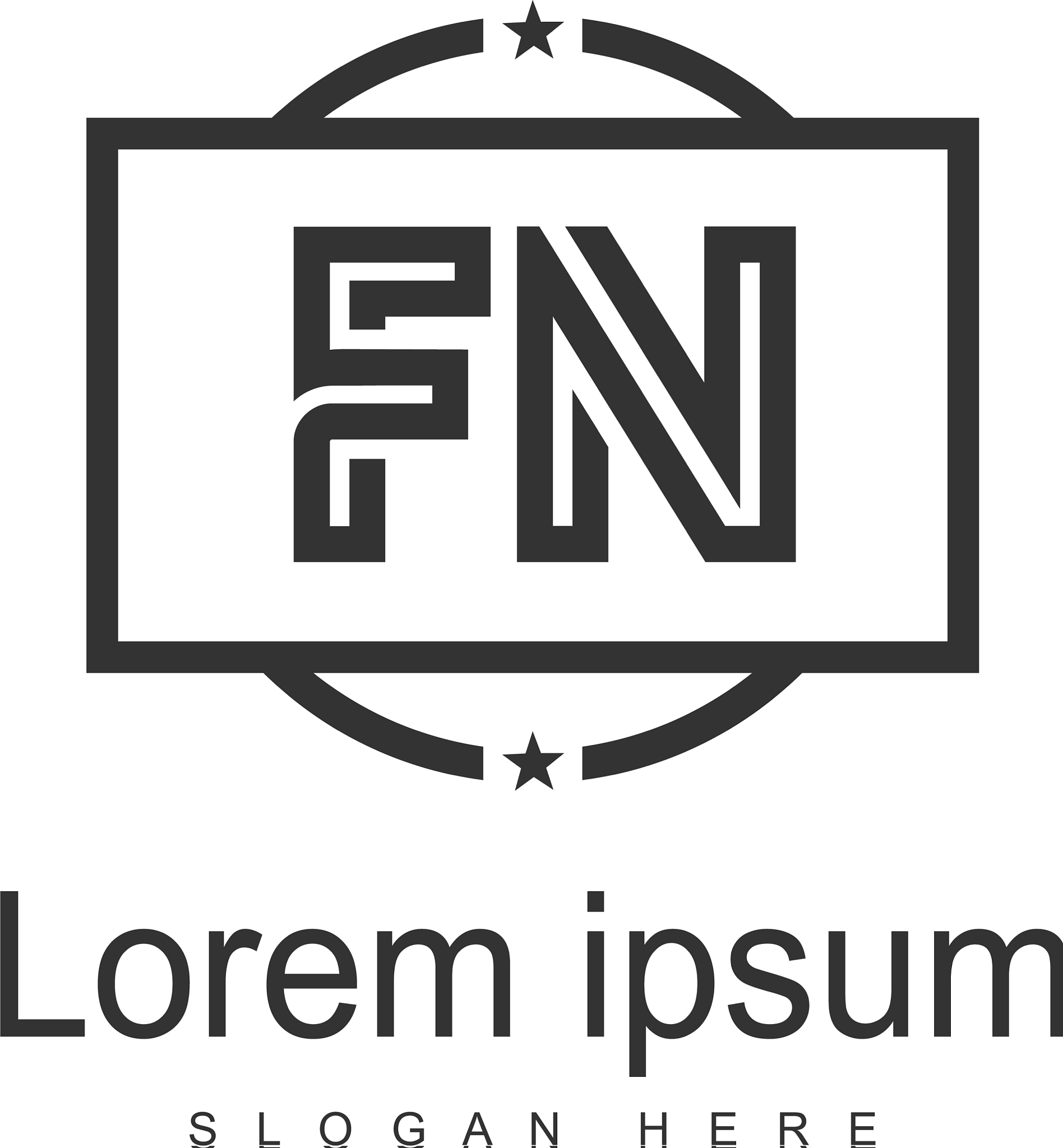initial fn logo template with modern frame