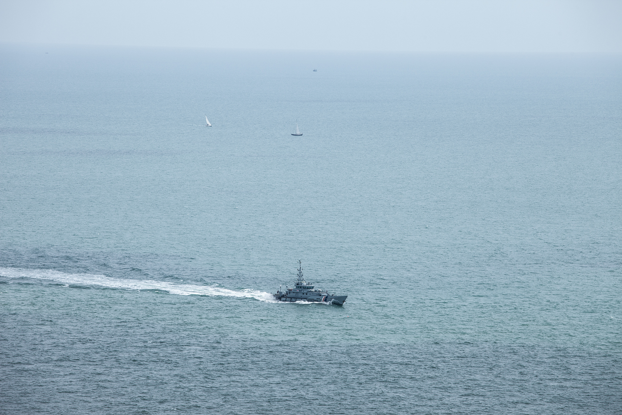 a warship in an ocean
