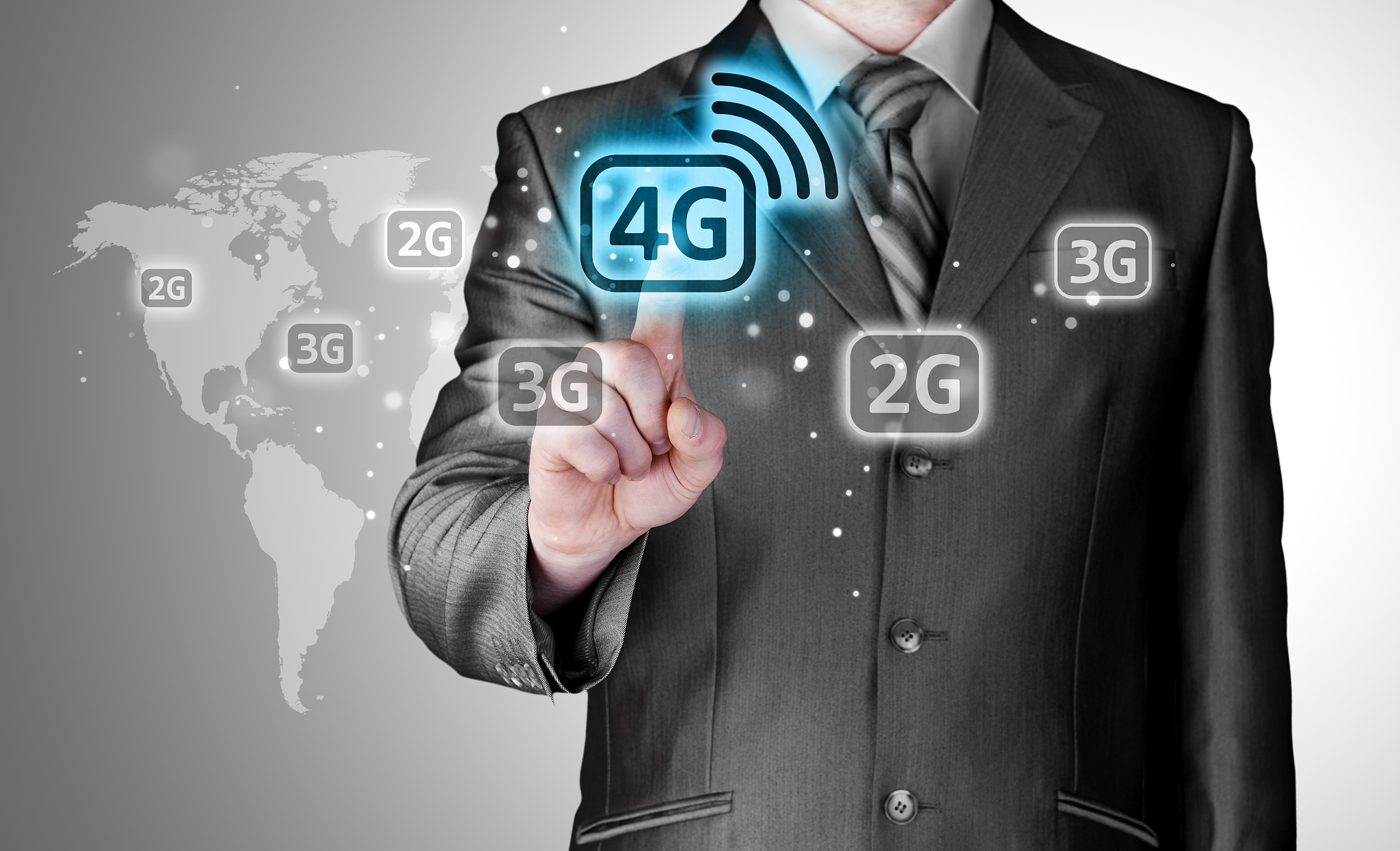 businessman pushing 4g