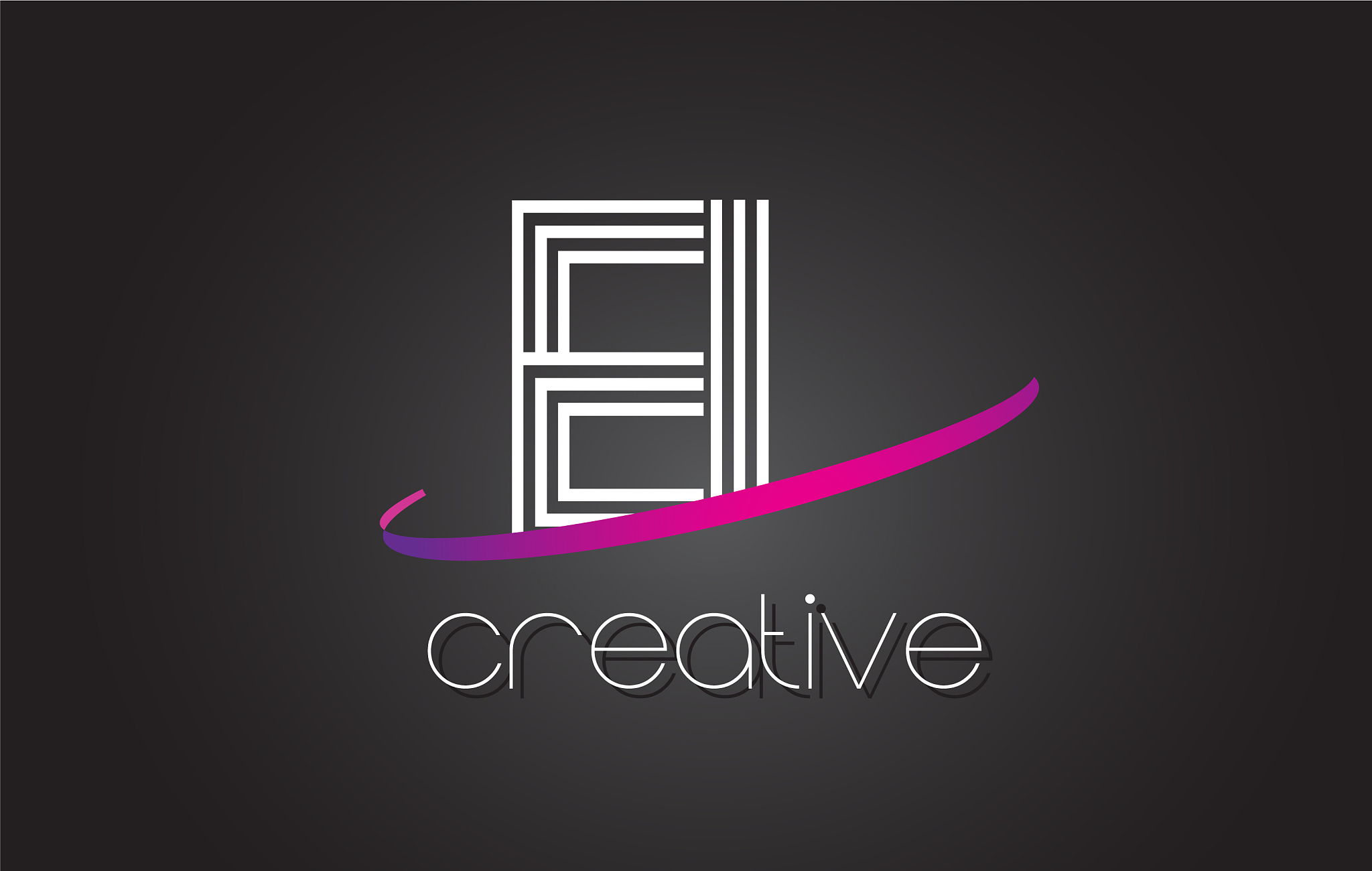 el e l letter logo with lines design and purple