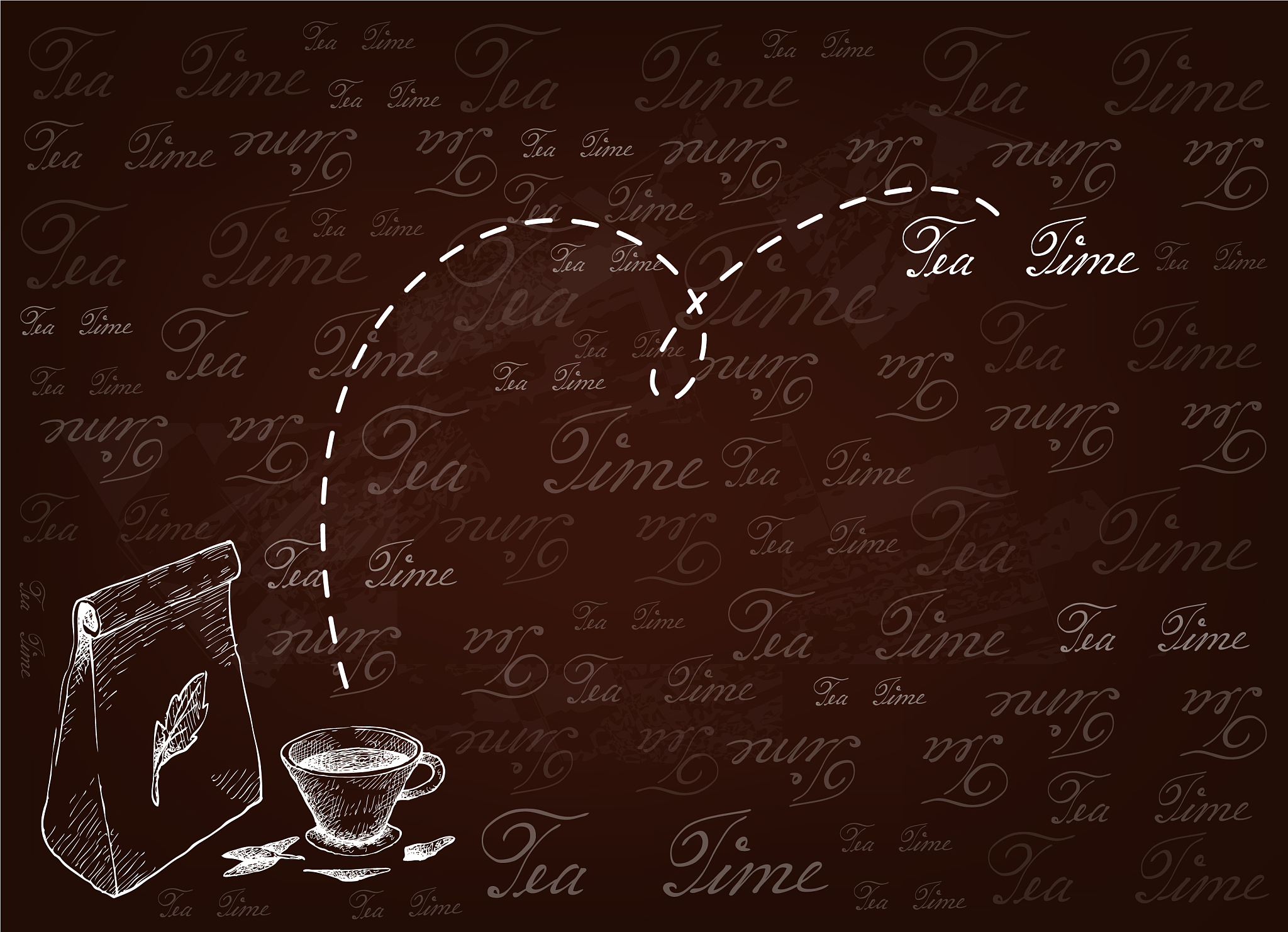 hand drawn background glass tea with tea bag