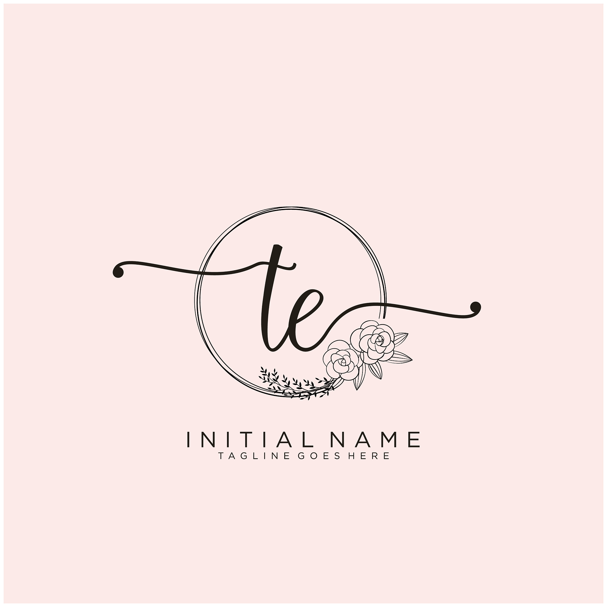letter initial te beauty monogram and elegant