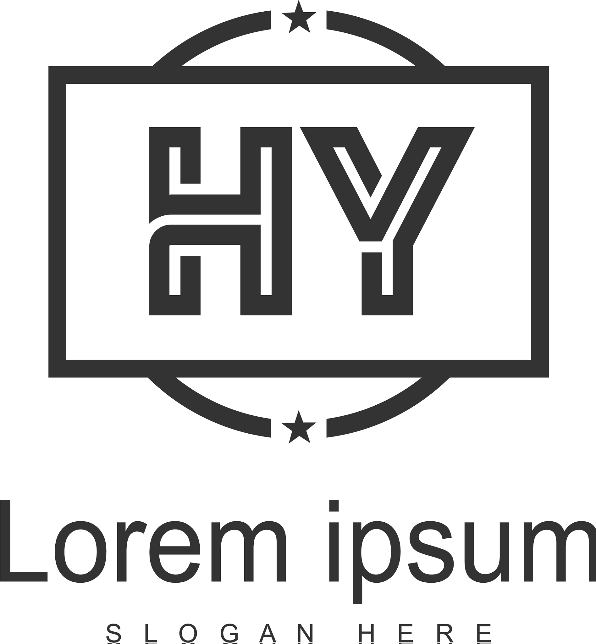 initial hy logo template with modern frame