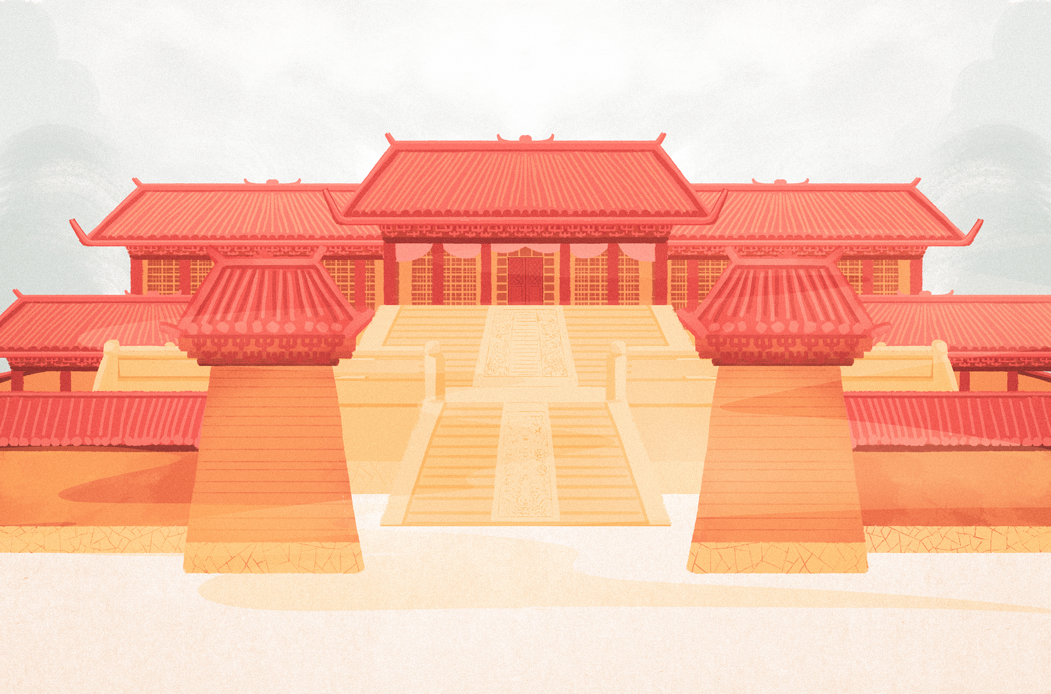 该男性工程师的照片作为脸部参考相似度需要达到80。 2 请在画面中体现出这座古老庙宇的气势磅礴青砖白瓦、雕梁画栋的建筑特色。 3 请注意描绘庙宇内部的细节如那盏巨大的灯笼和青铜器上的精美花纹和神兽图案。 4 请在人物头部的饰物中体现出科技感与古朴的背景产生反差效果。 5 请使用3D效果来增强画面的立体感同时将背景稍微虚化突出人物的视觉中心。 6 最后画面大小需要为1920×1080使用慢速免费的模