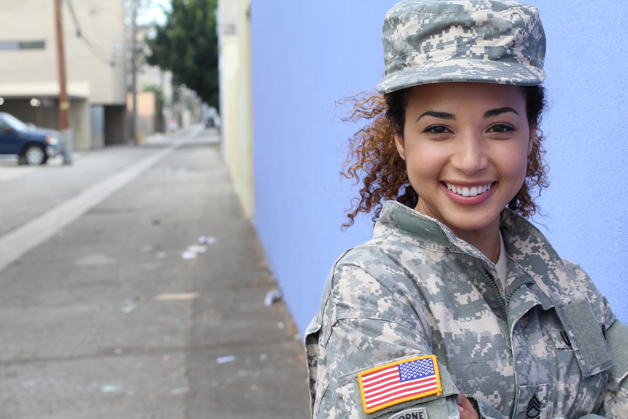 happy healthy ethnic army female soldier
