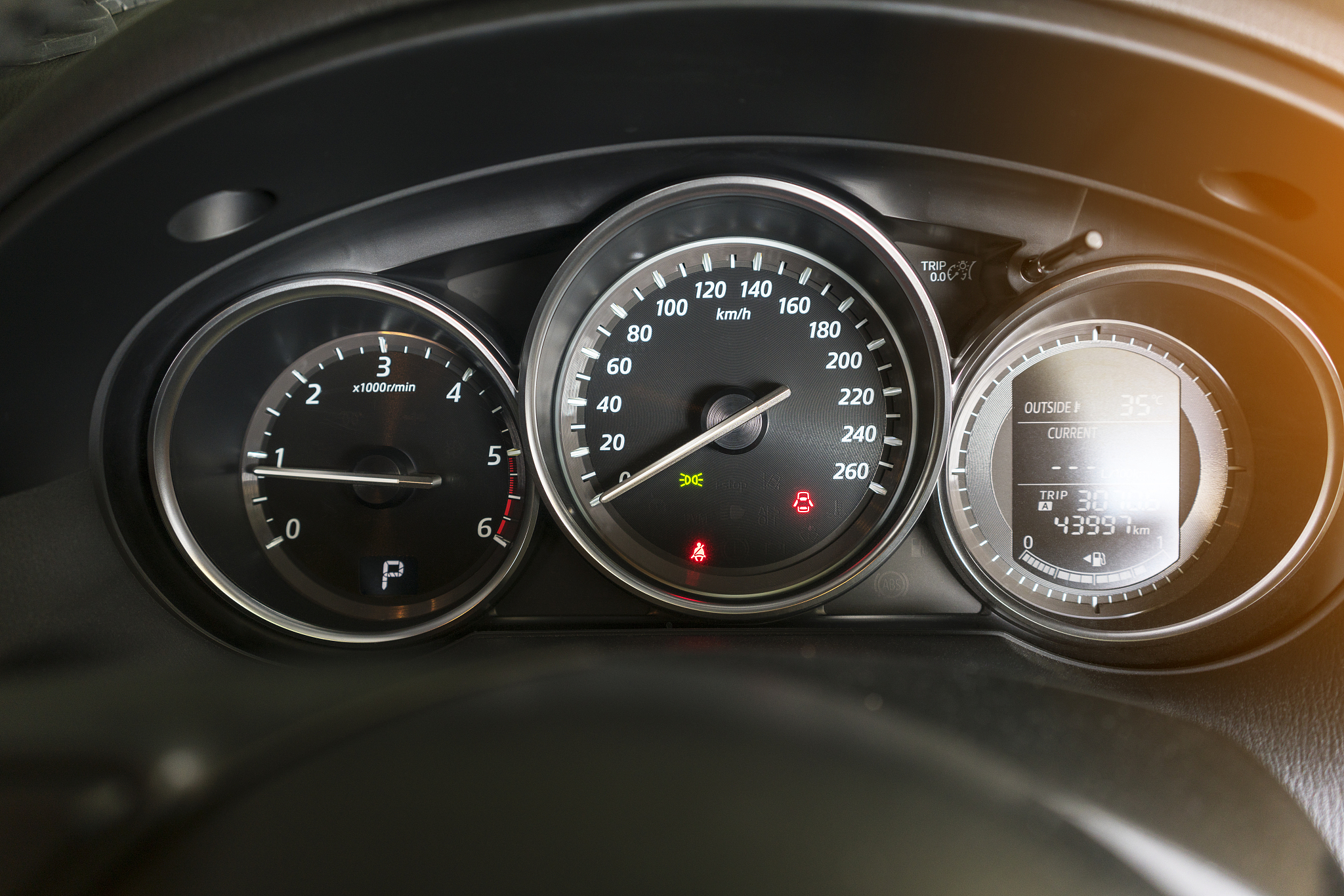 car dashboard displaying instrumentation and controls for the ve