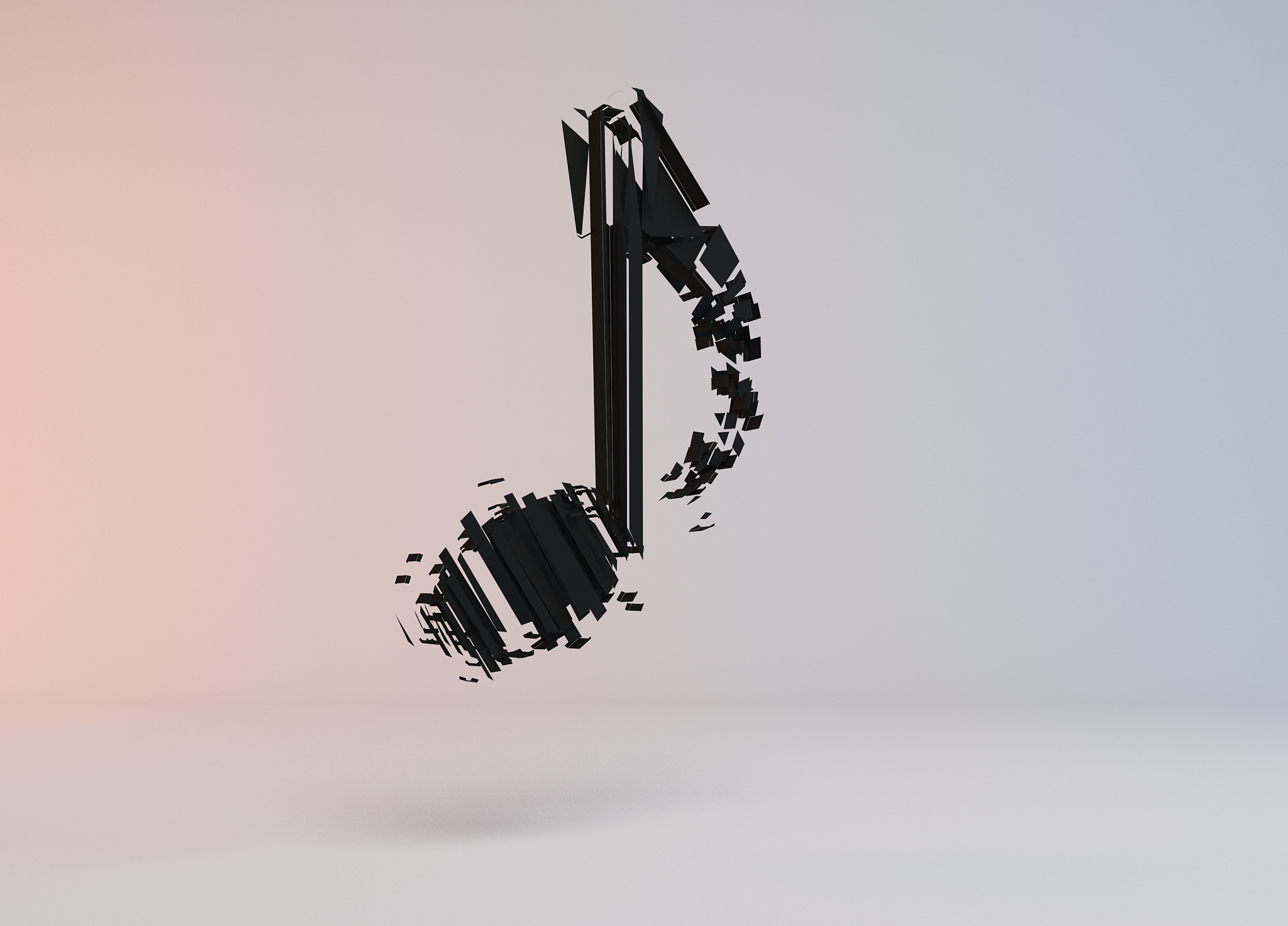 3d note sign fragments