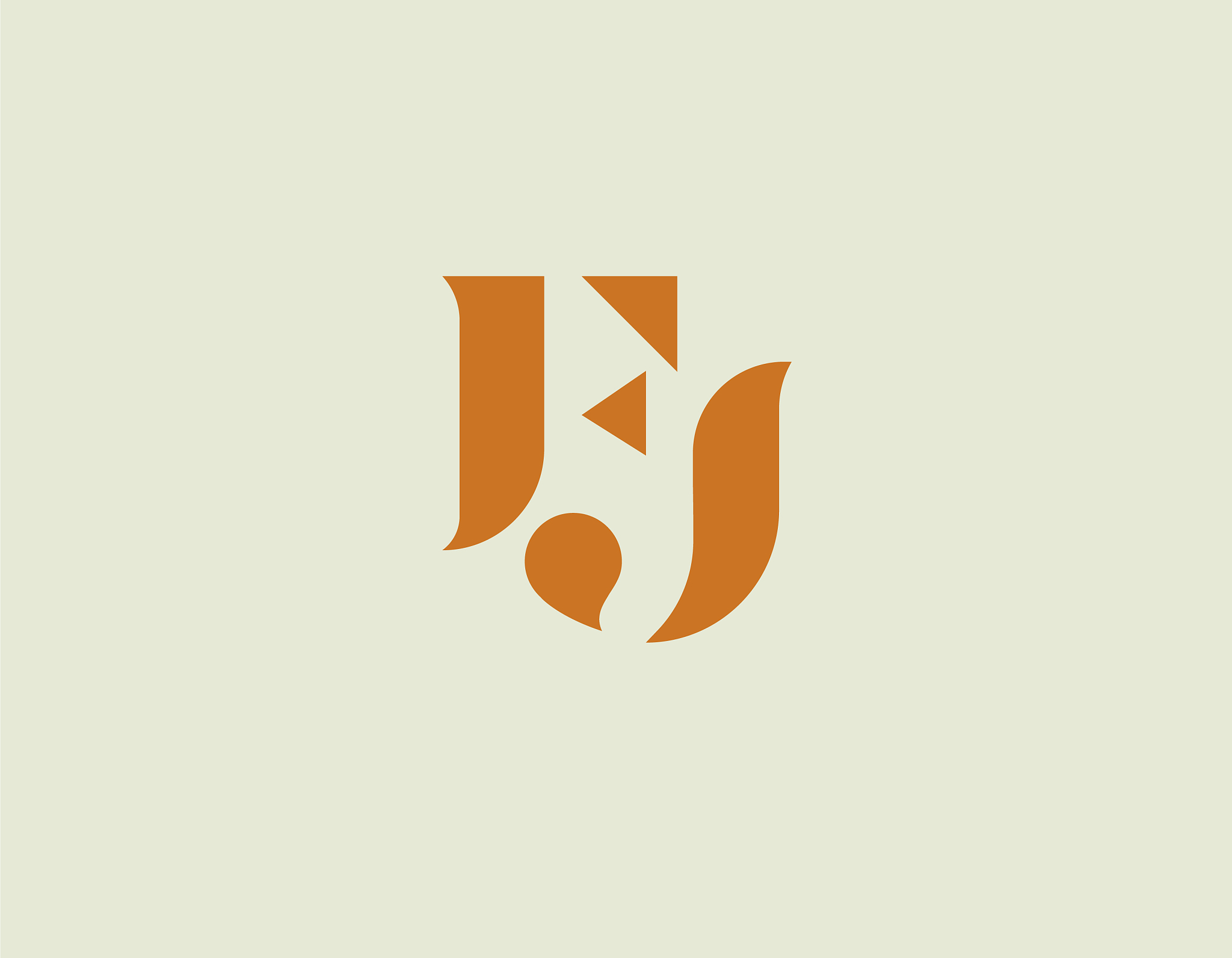 simple geometric orange color logo icon two