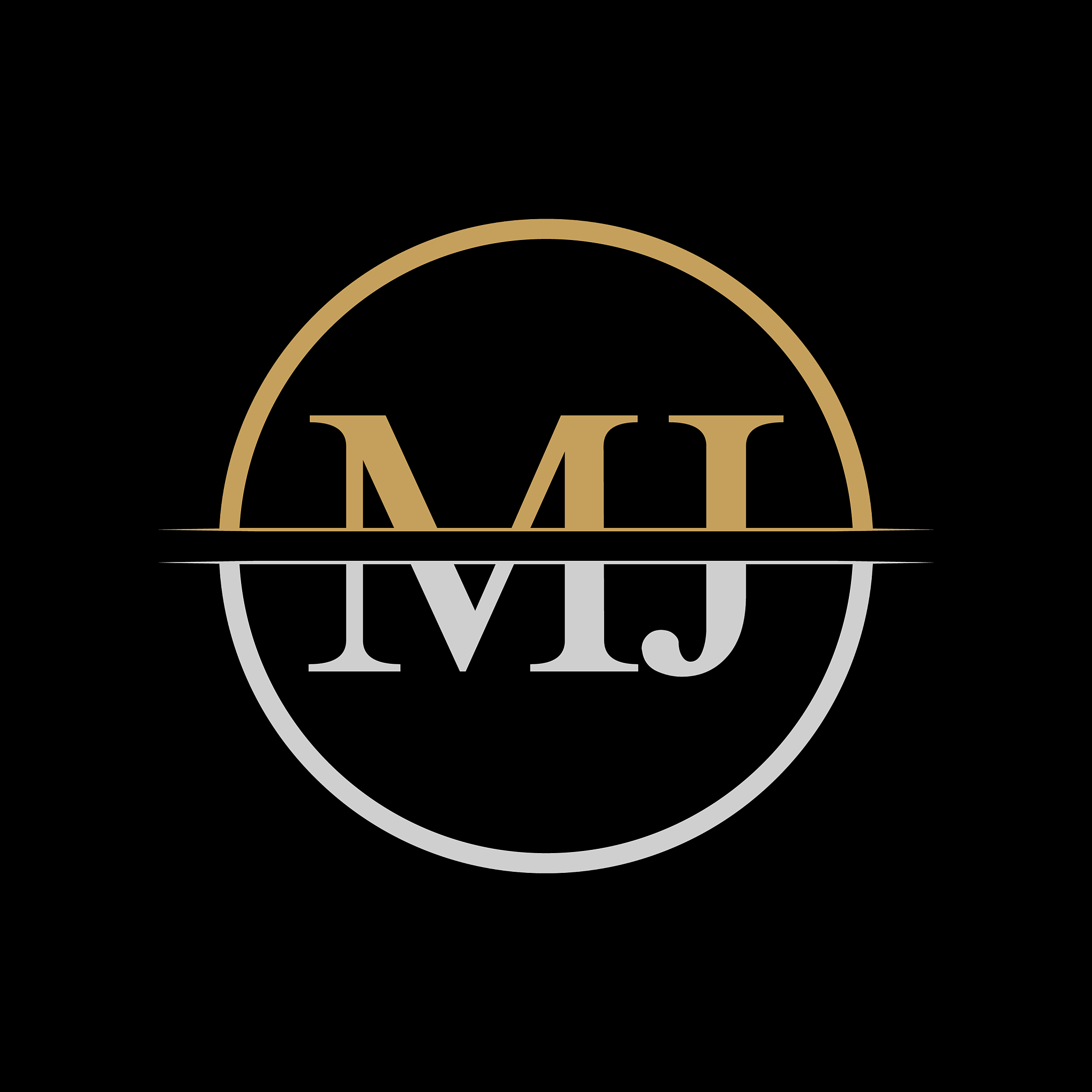 initial mj letter logo design template gold and
