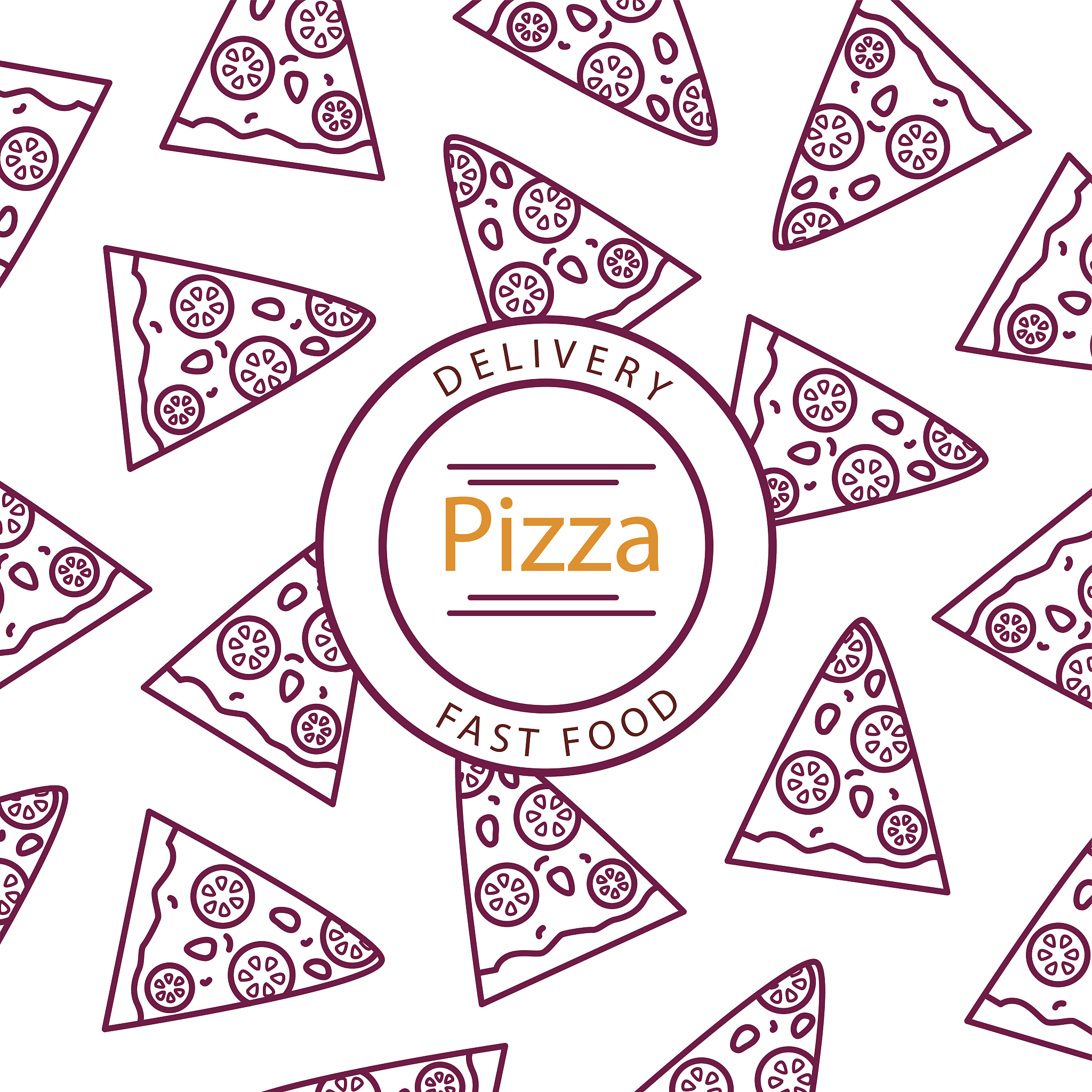 design of pizza packaging. fast food delivery. thin line flat de