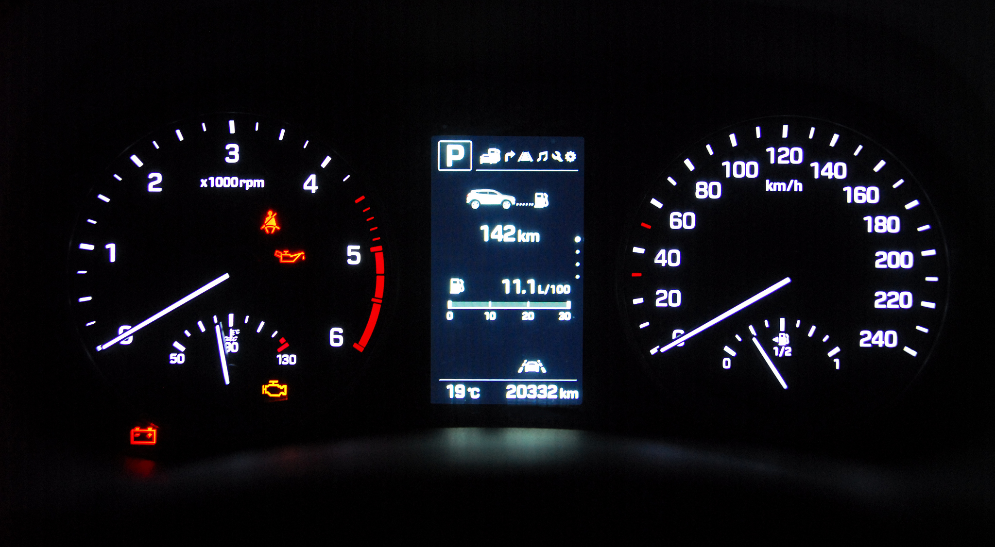 car illuminated dashboard