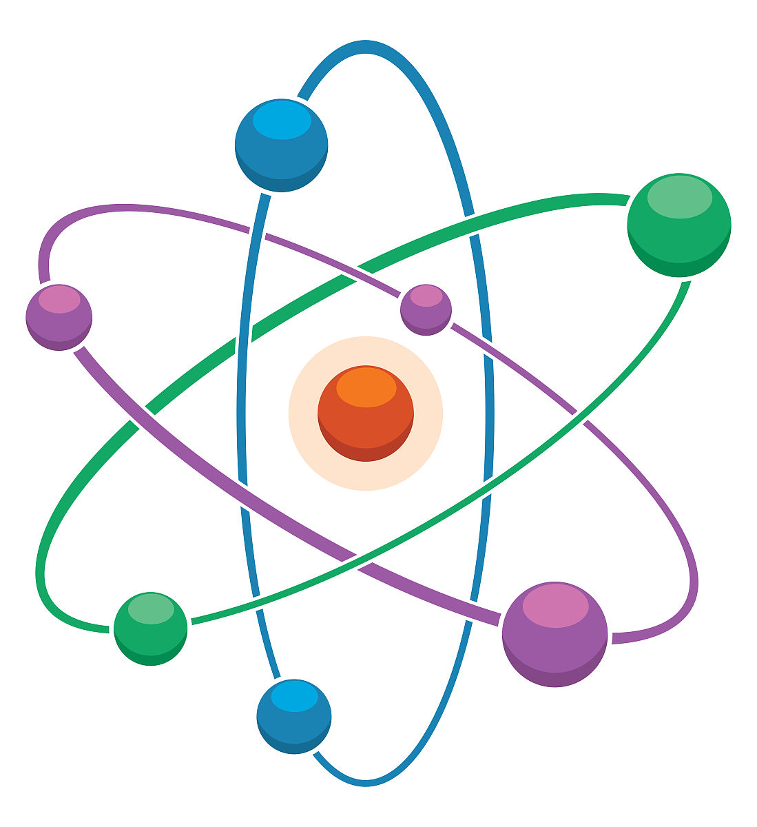 矢量平面图标的抽象原子或分子模型