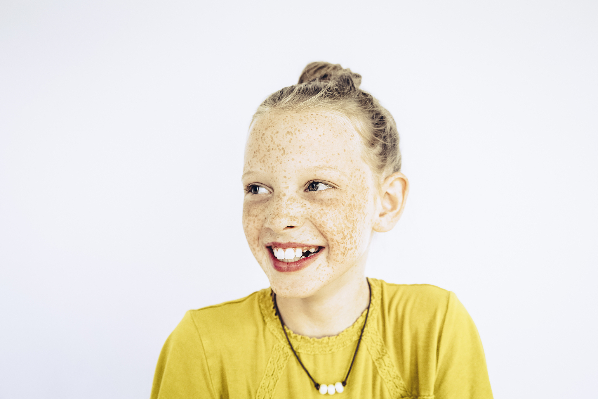 portrait of cute girl on white background