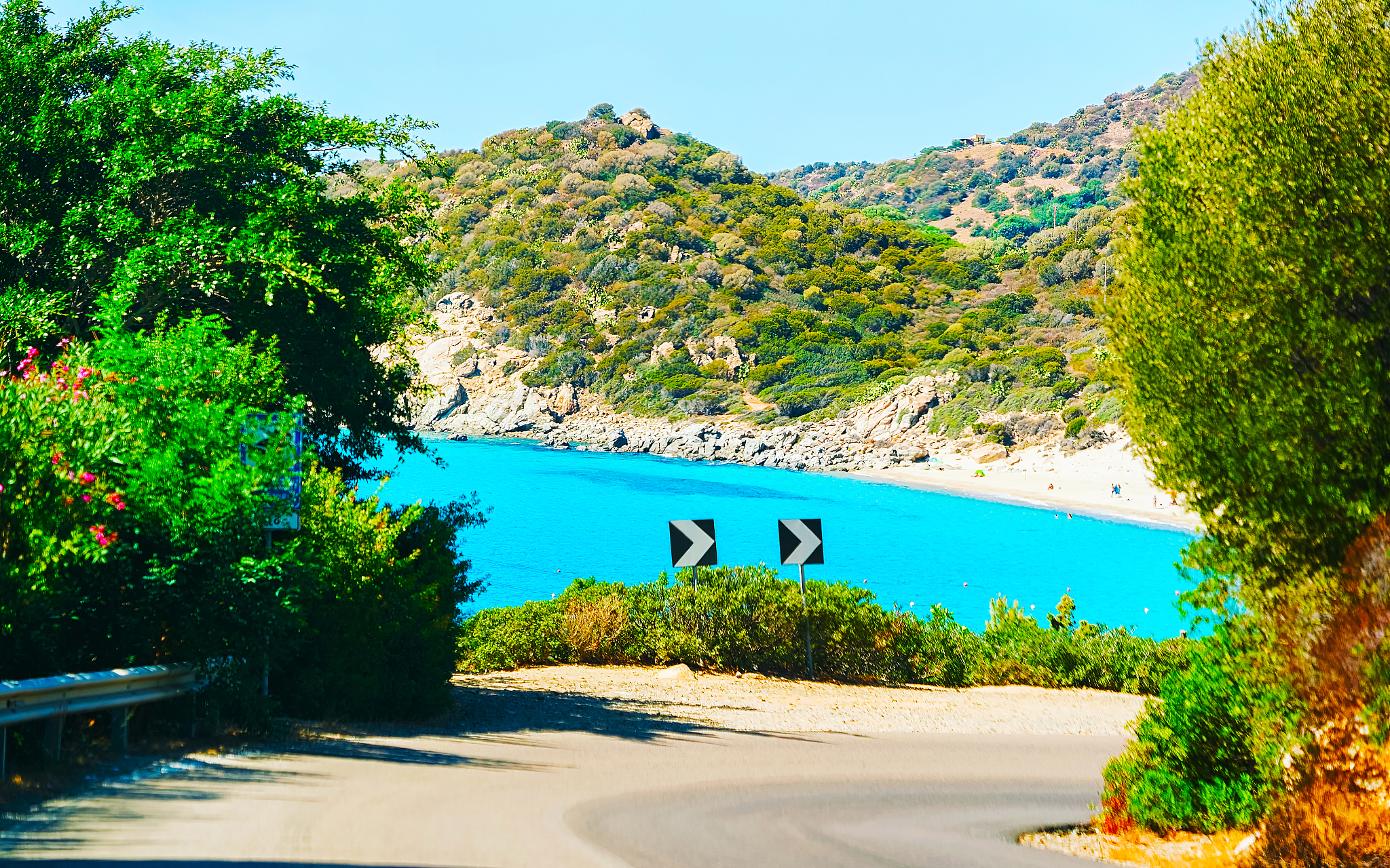 road to beach at villasimius south sardinia reflex