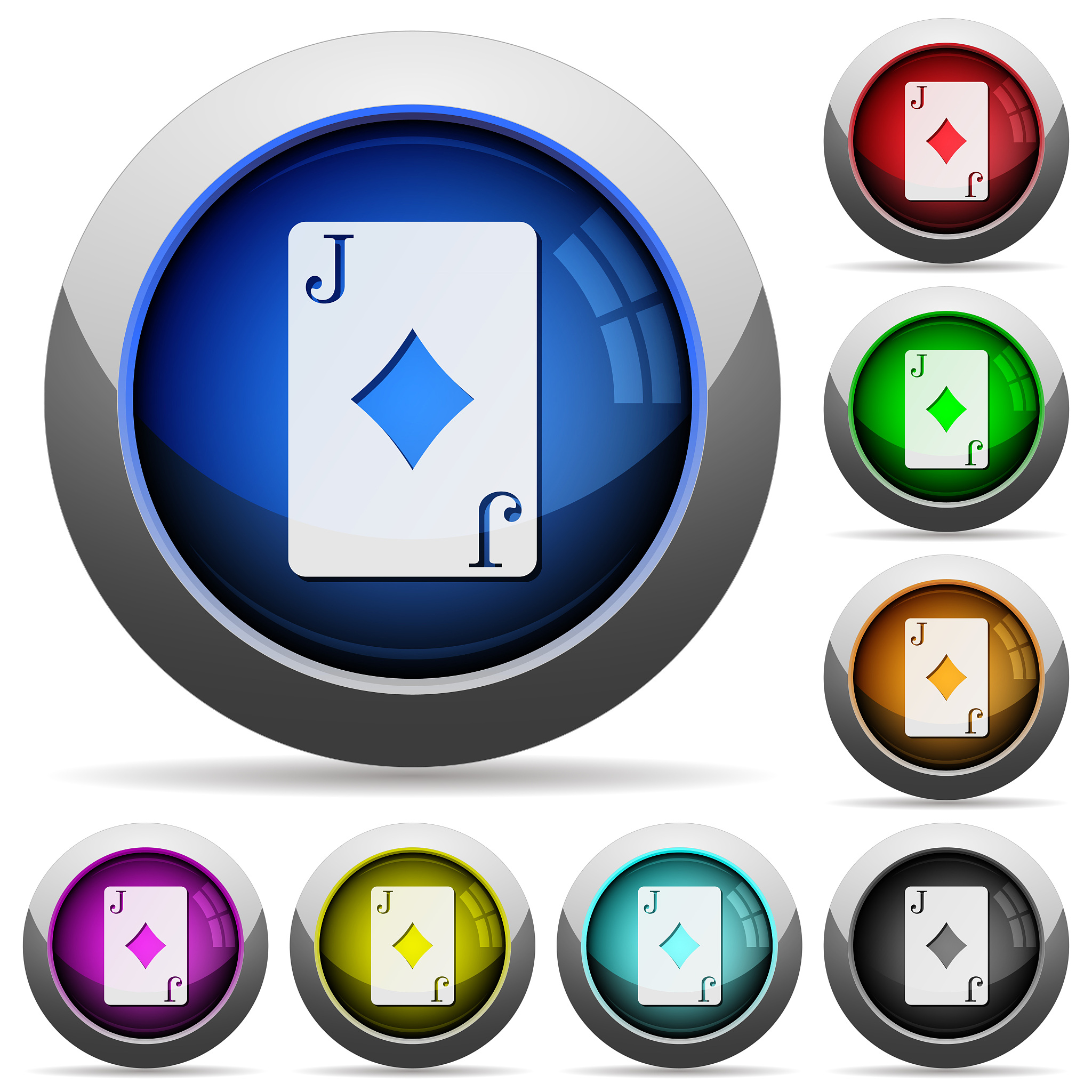 jack of diamonds card round glossy buttons