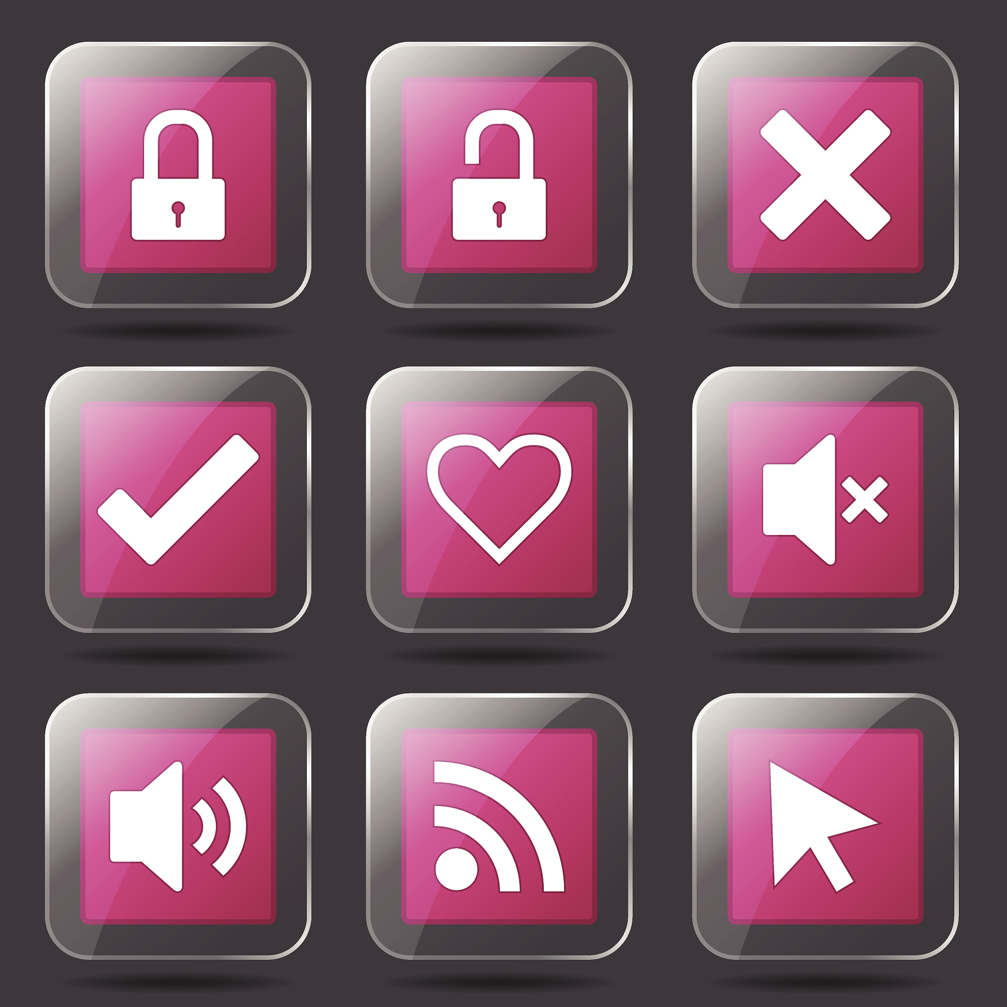 seo internet sign square vector pink icon design set 4